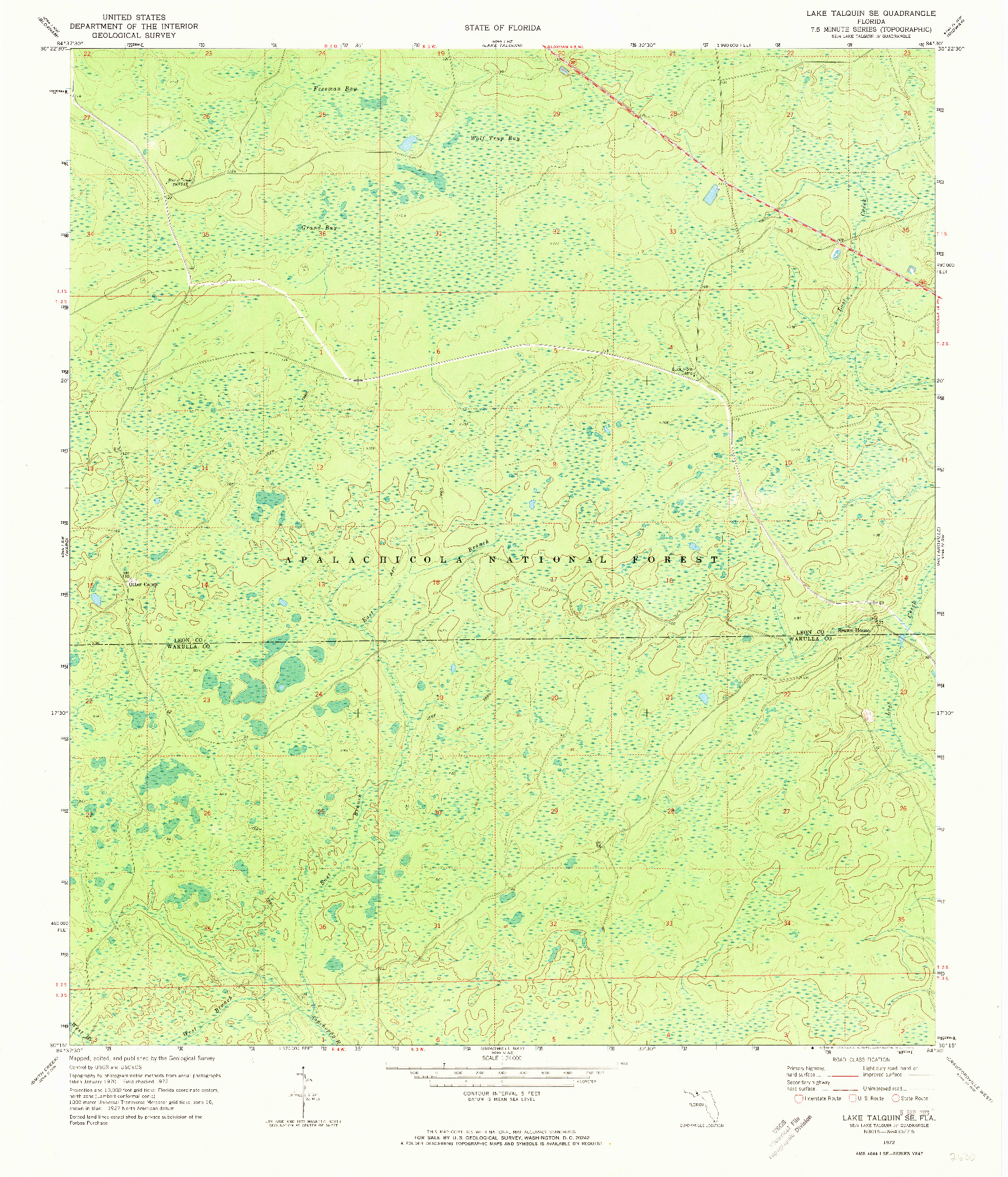 USGS 1:24000-SCALE QUADRANGLE FOR LAKE TALQUIN SE, FL 1972