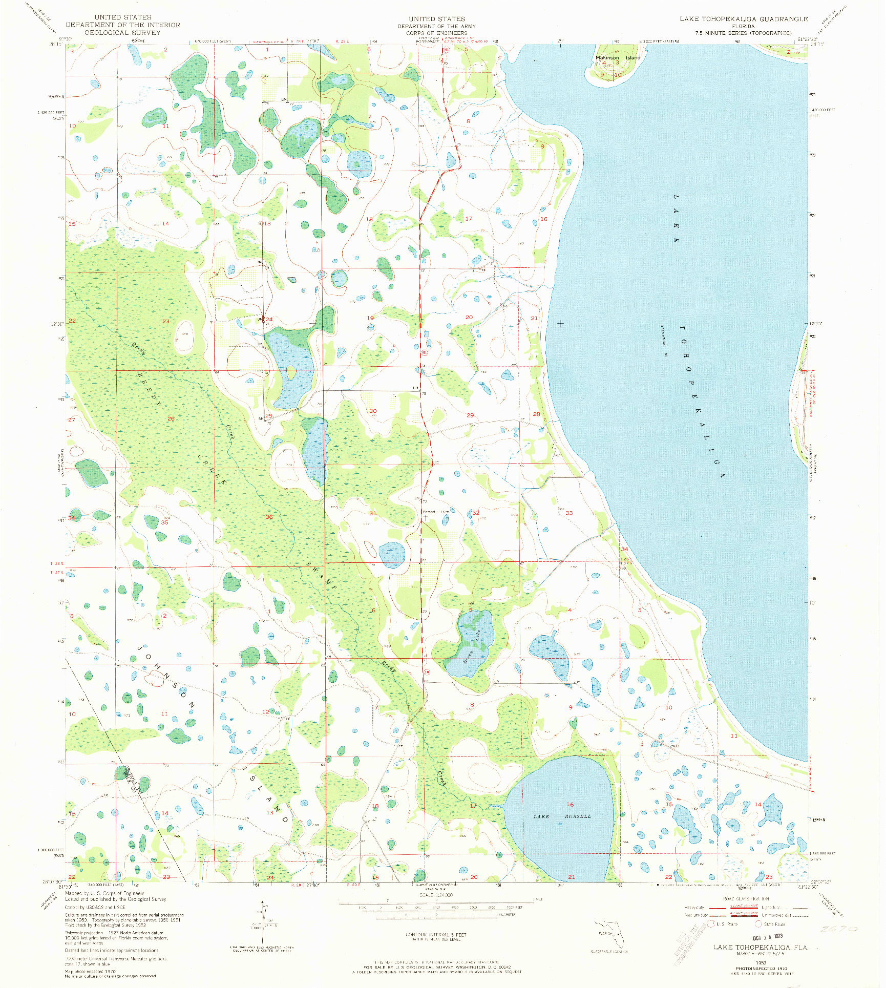 USGS 1:24000-SCALE QUADRANGLE FOR LAKE TOHOPEKALIGA, FL 1953