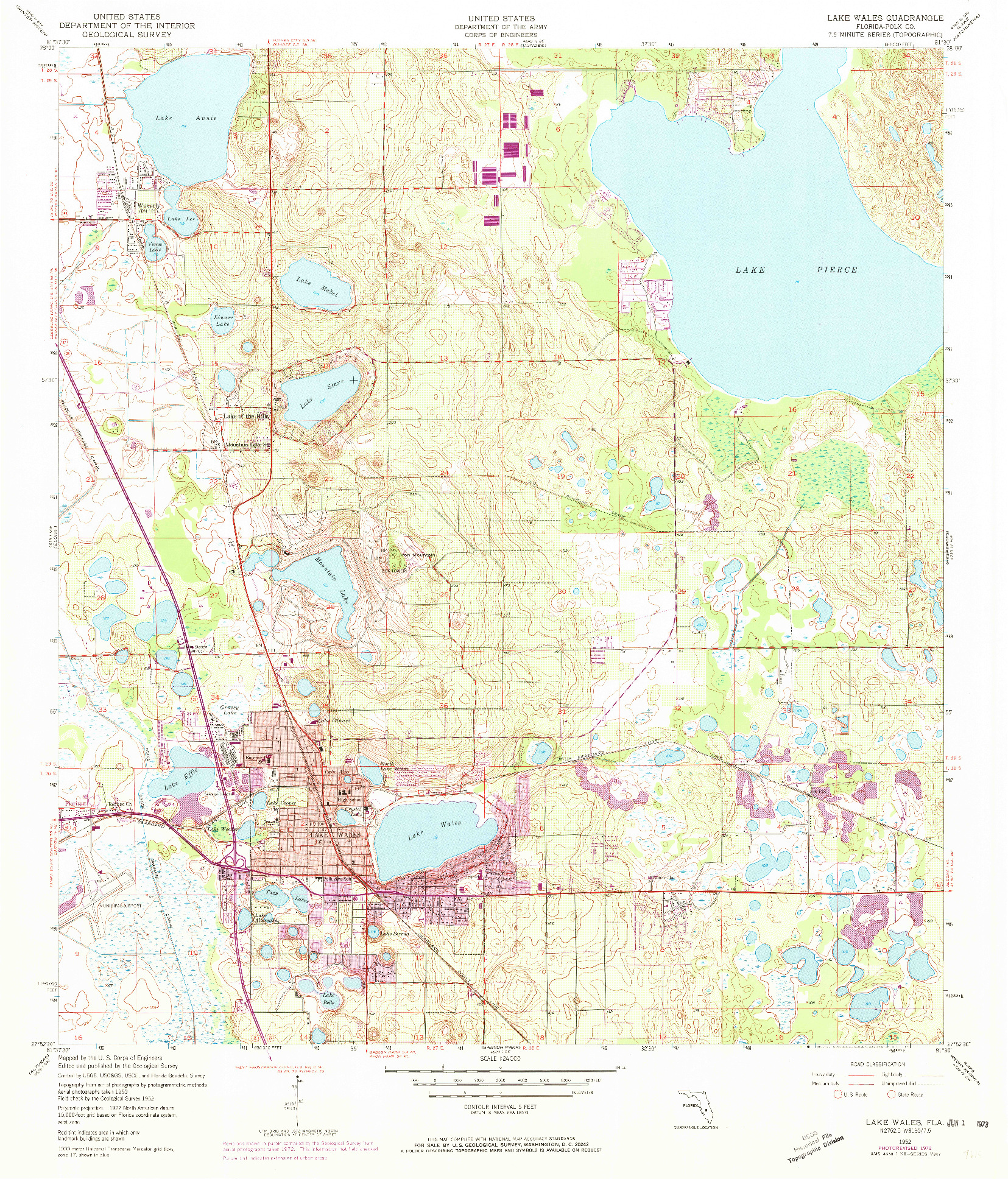 USGS 1:24000-SCALE QUADRANGLE FOR LAKE WALES, FL 1952