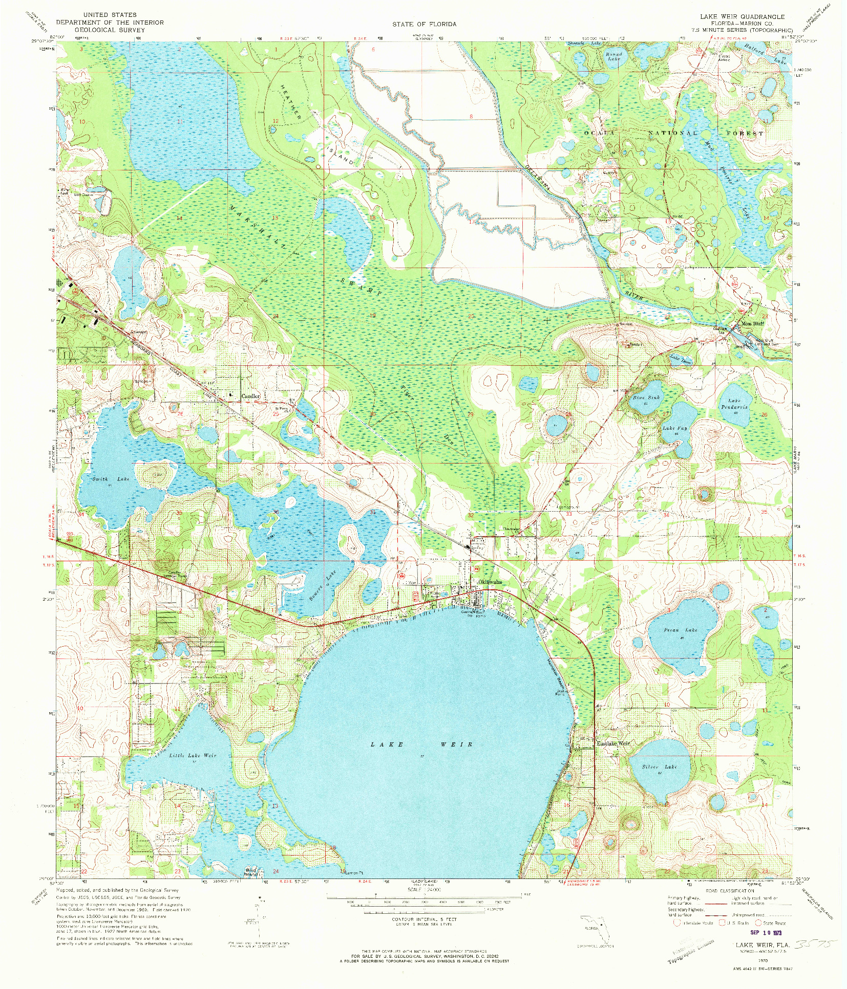 USGS 1:24000-SCALE QUADRANGLE FOR LAKE WEIR, FL 1970