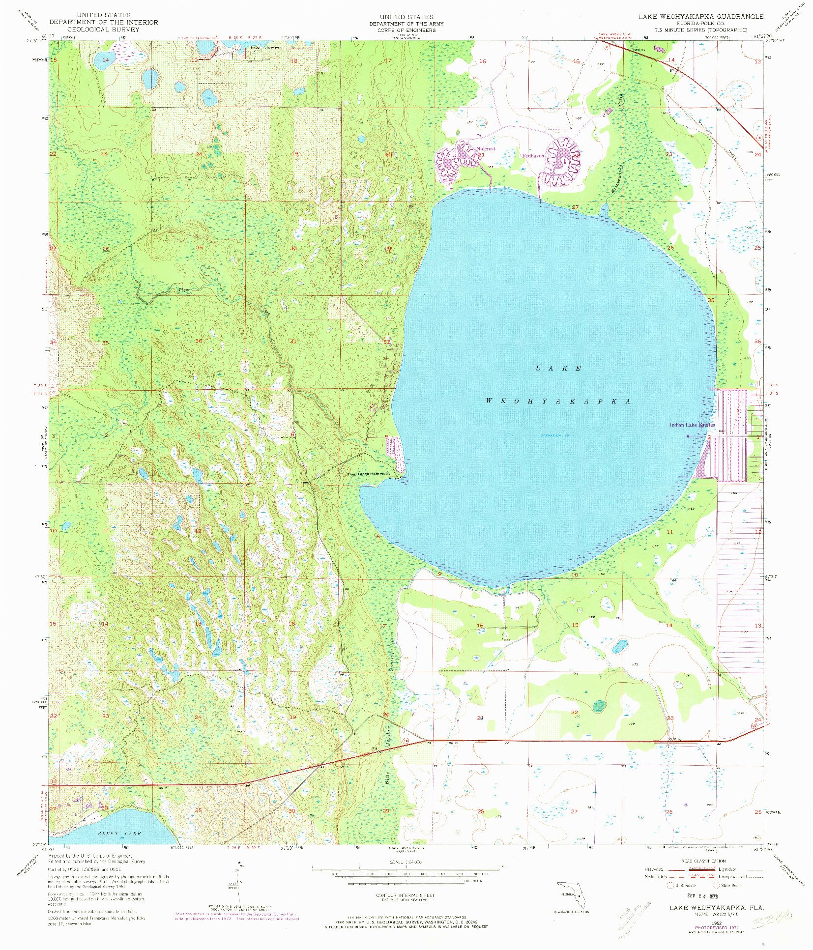 USGS 1:24000-SCALE QUADRANGLE FOR LAKE WEOHYAKAPKA, FL 1952