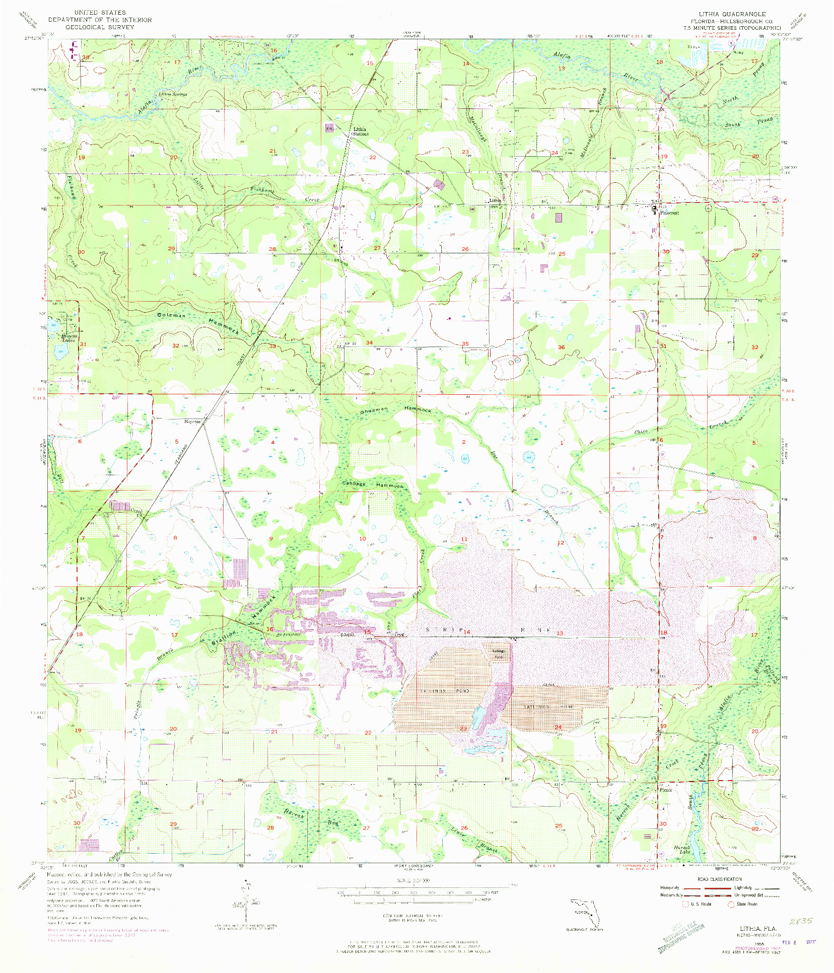 USGS 1:24000-SCALE QUADRANGLE FOR LITHIA, FL 1955