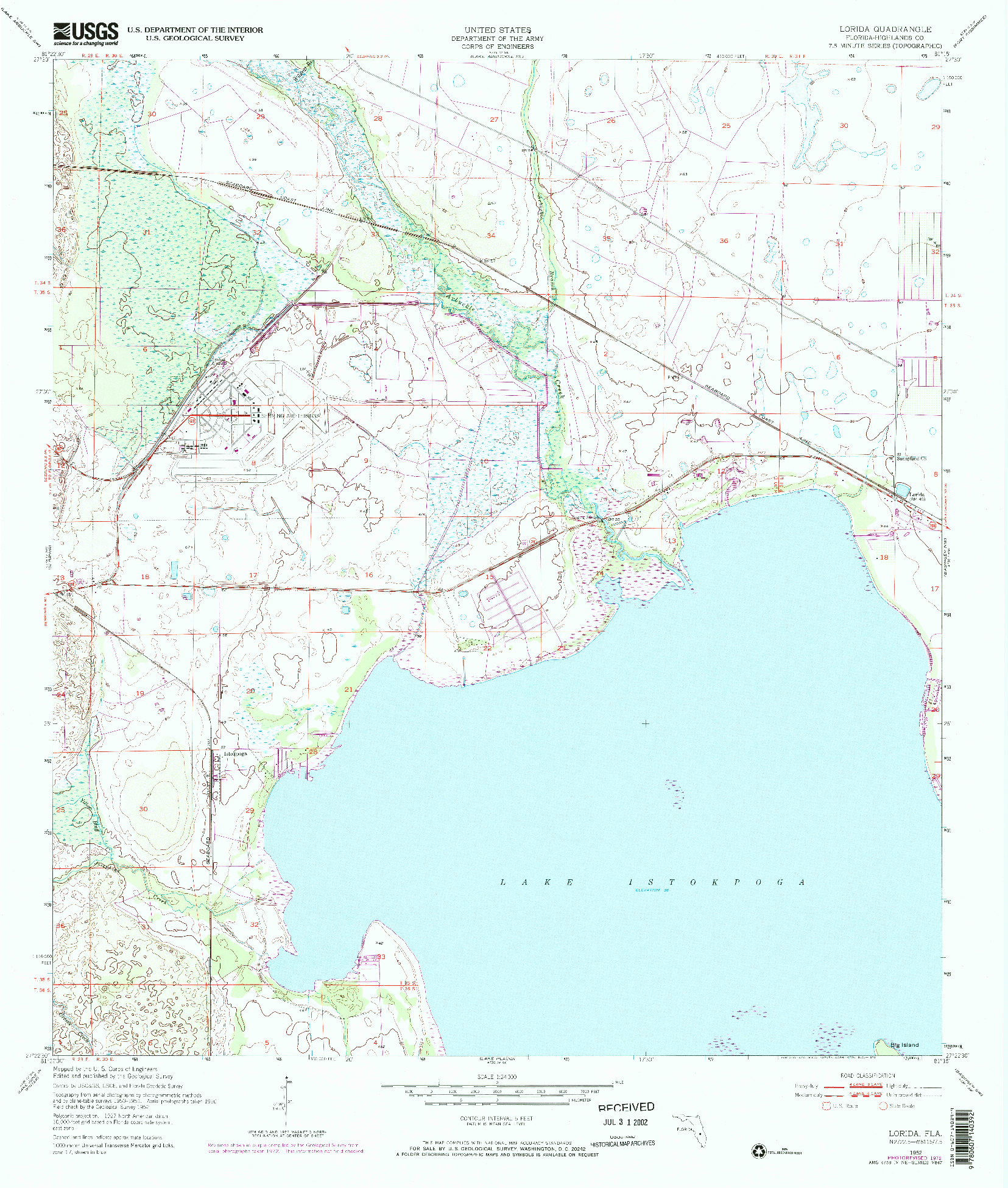 USGS 1:24000-SCALE QUADRANGLE FOR LORIDA, FL 1952