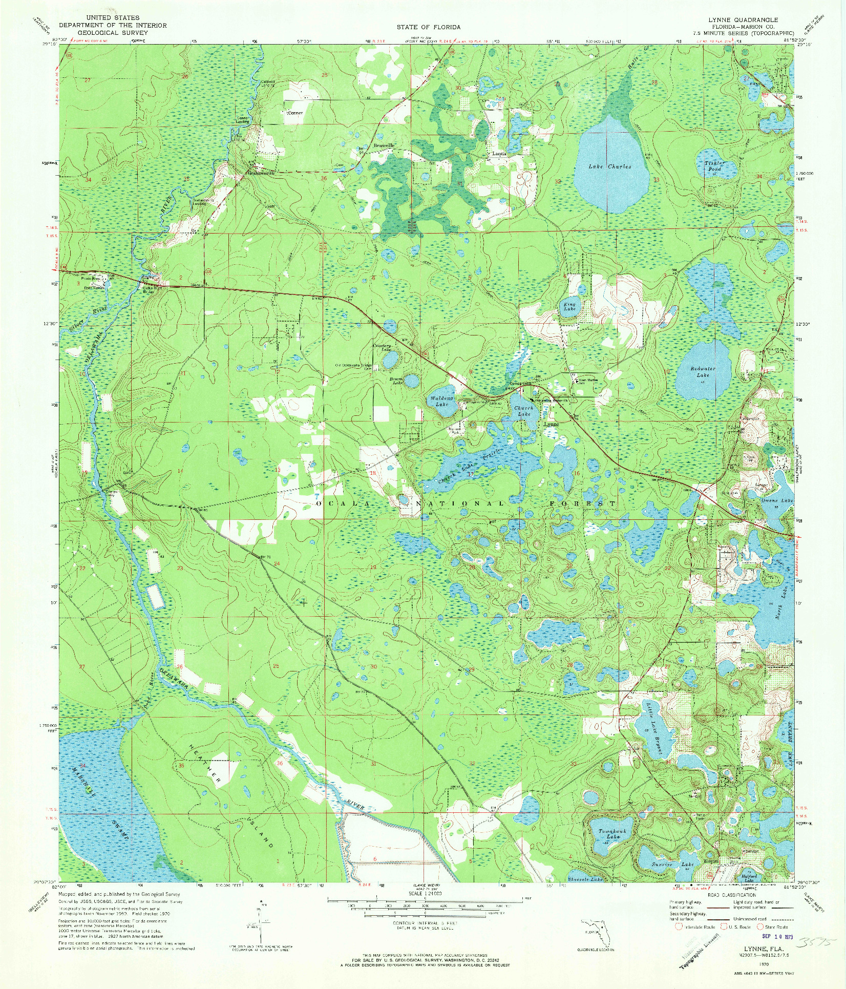 USGS 1:24000-SCALE QUADRANGLE FOR LYNNE, FL 1970