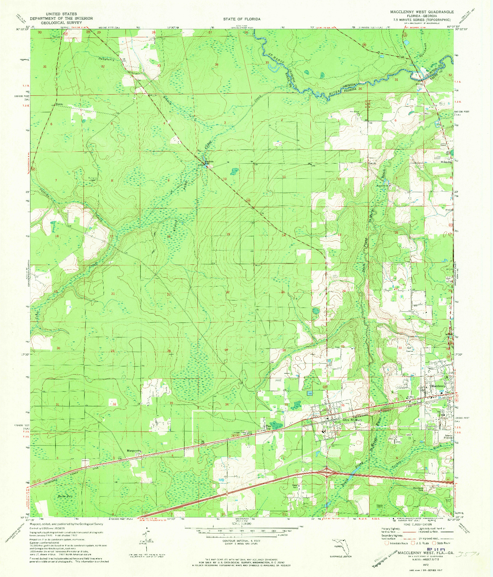 USGS 1:24000-SCALE QUADRANGLE FOR MACCLENNY WEST, FL 1972