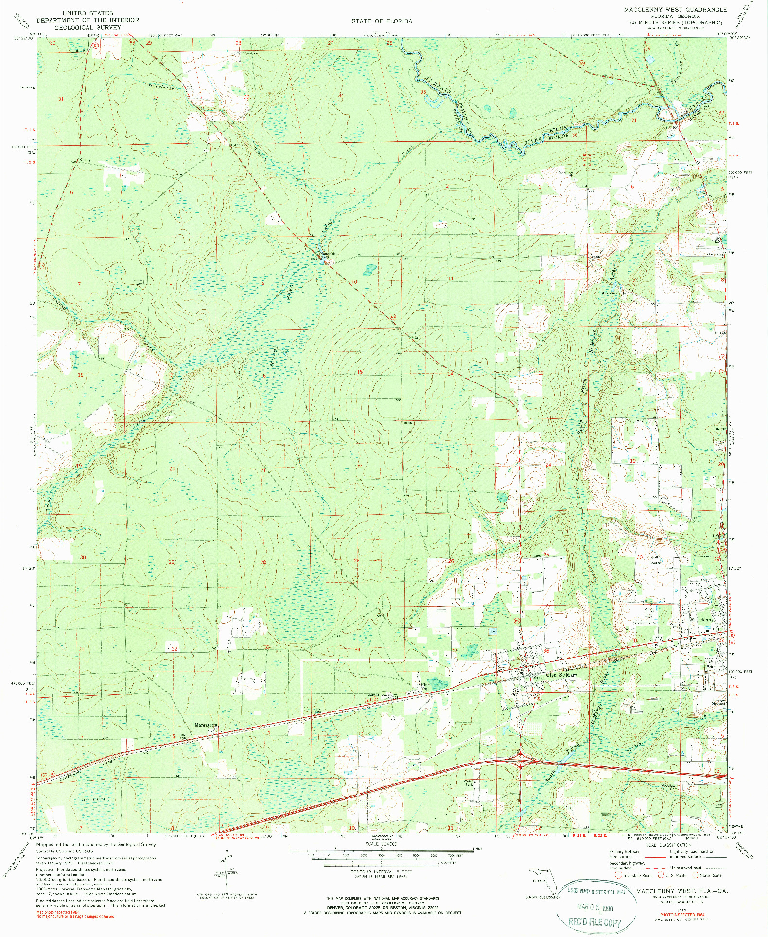 USGS 1:24000-SCALE QUADRANGLE FOR MACCLENNY WEST, FL 1972