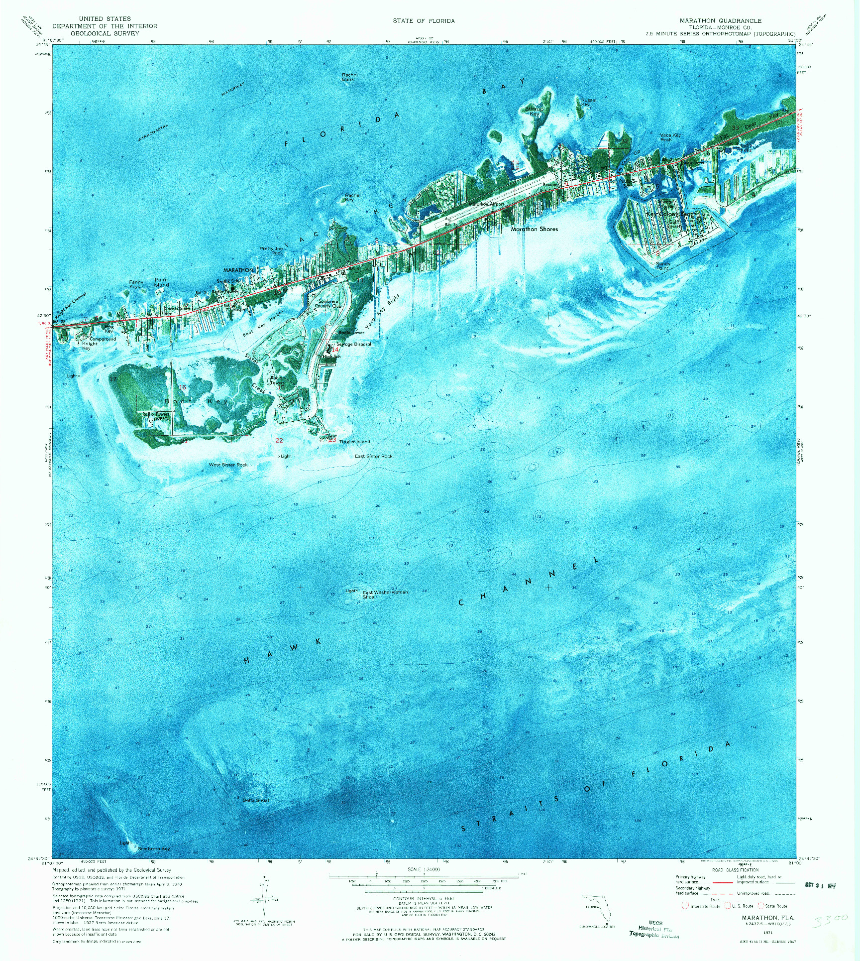 USGS 1:24000-SCALE QUADRANGLE FOR MARATHON, FL 1971