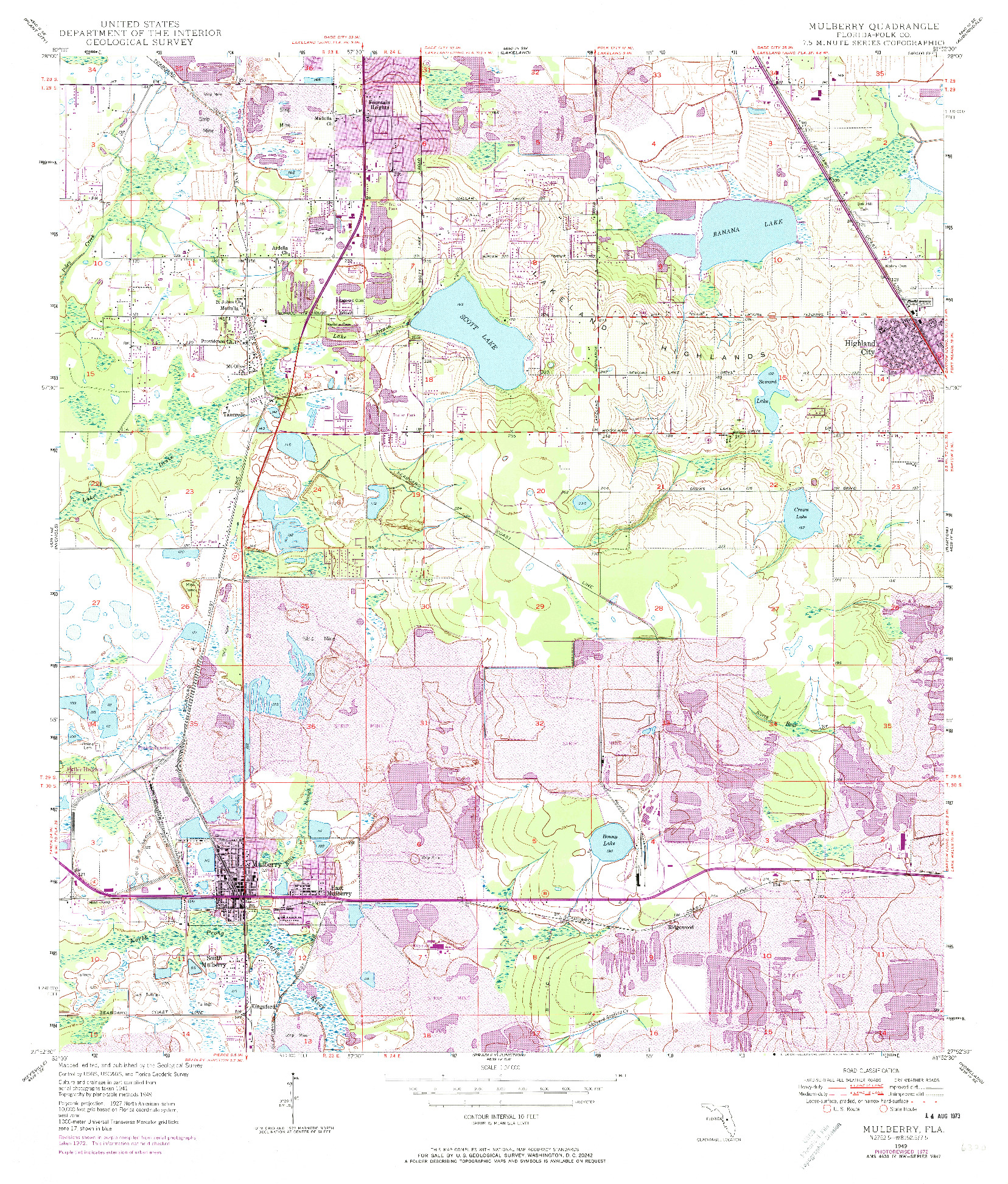 USGS 1:24000-SCALE QUADRANGLE FOR MULBERRY, FL 1949