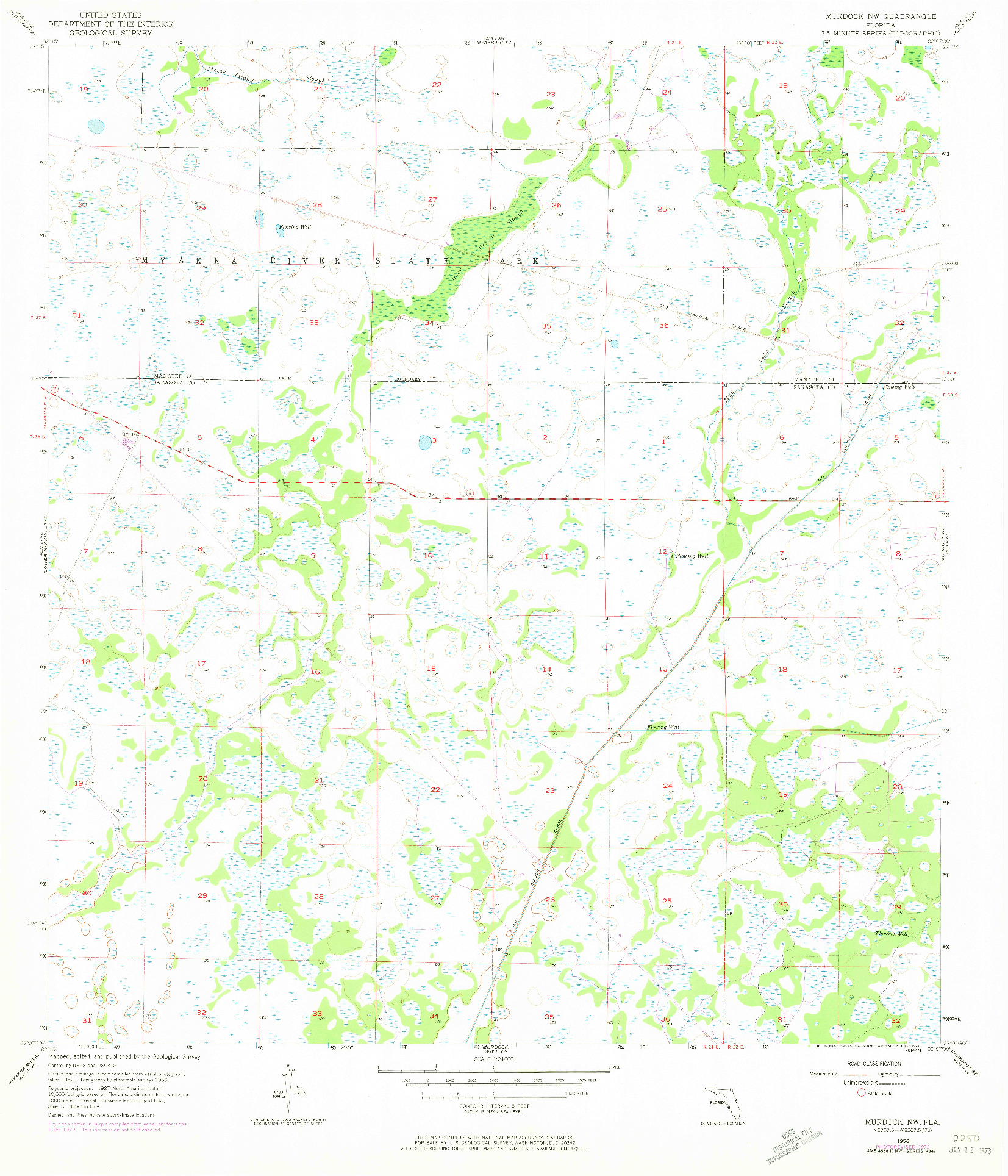 USGS 1:24000-SCALE QUADRANGLE FOR MURDOCK NW, FL 1956