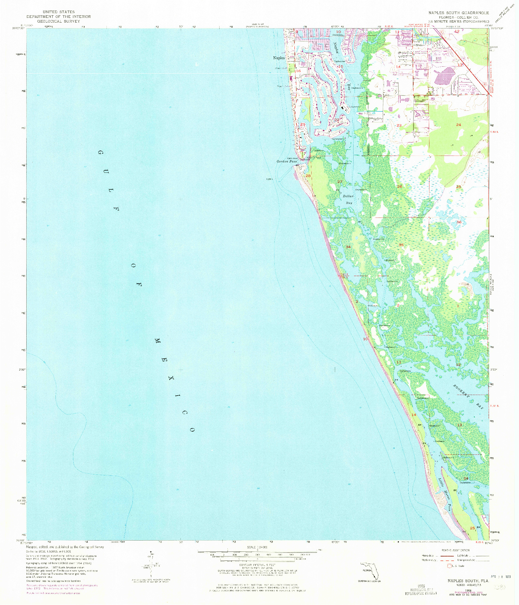 USGS 1:24000-SCALE QUADRANGLE FOR NAPLES SOUTH, FL 1958