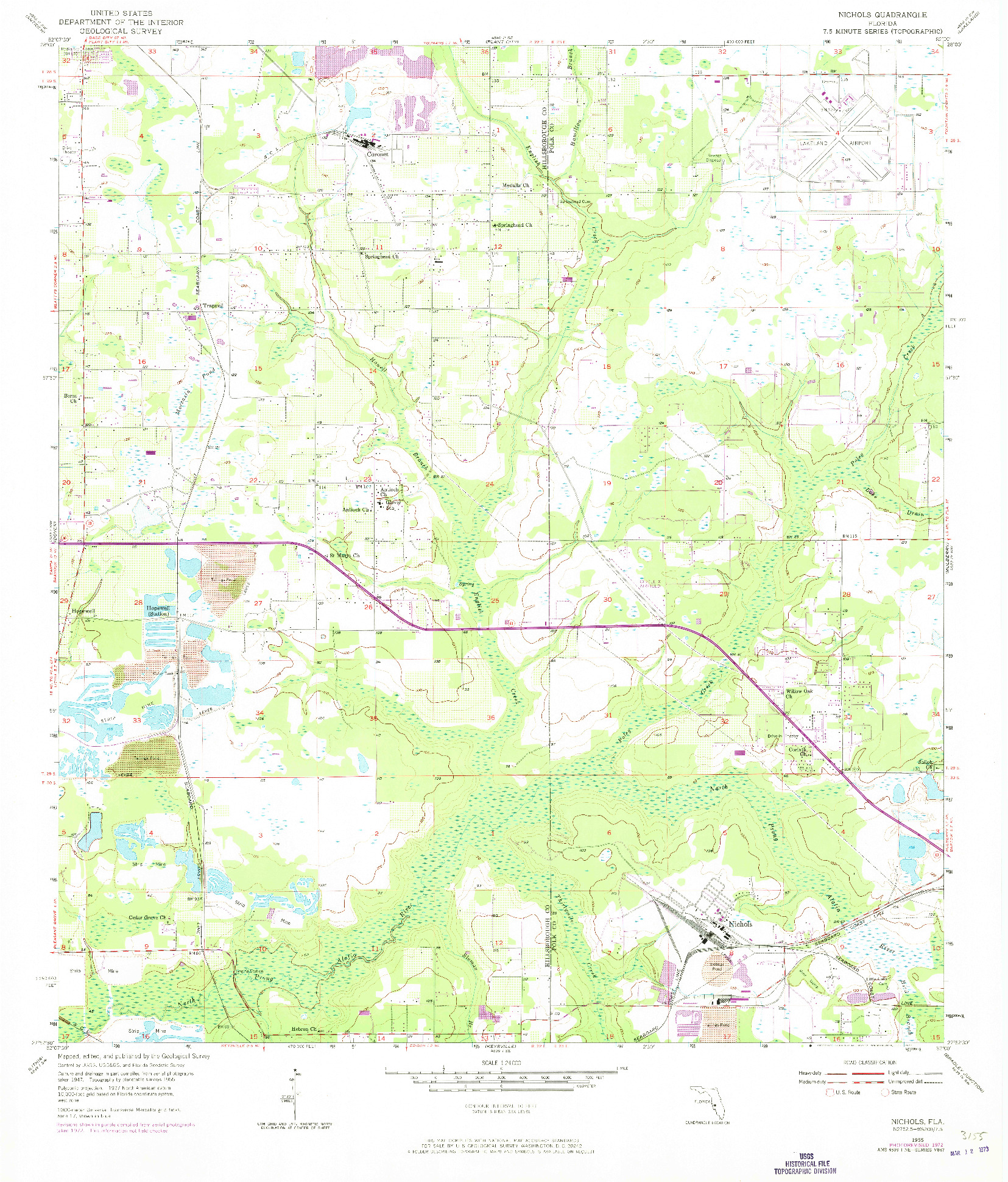 USGS 1:24000-SCALE QUADRANGLE FOR NICHOLS, FL 1955