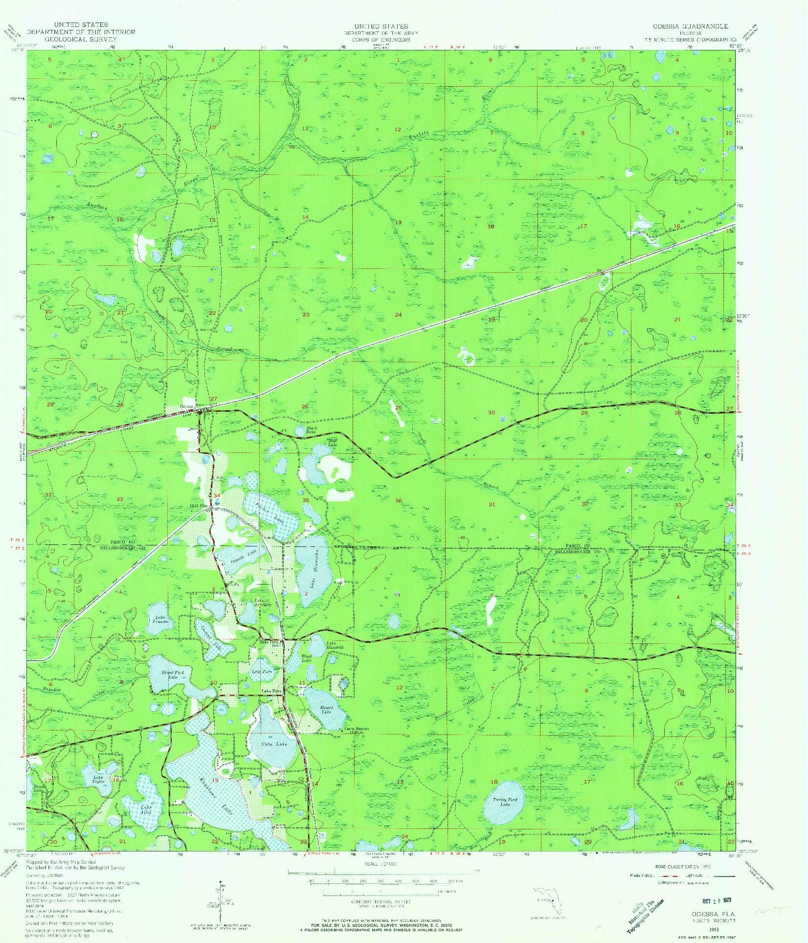 USGS 1:24000-SCALE QUADRANGLE FOR ODESSA, FL 1943