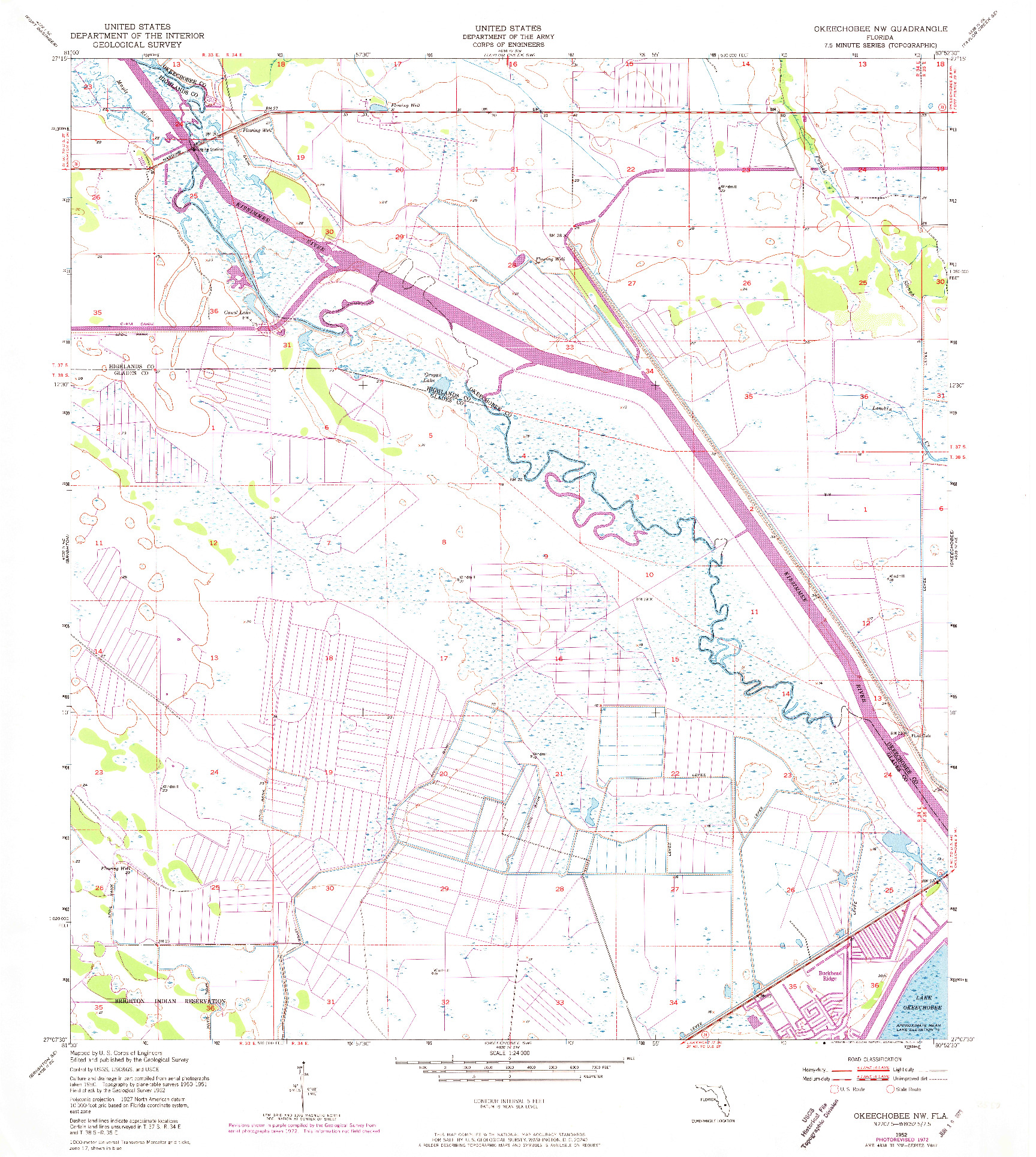 USGS 1:24000-SCALE QUADRANGLE FOR OKEECHOBEE NW, FL 1952