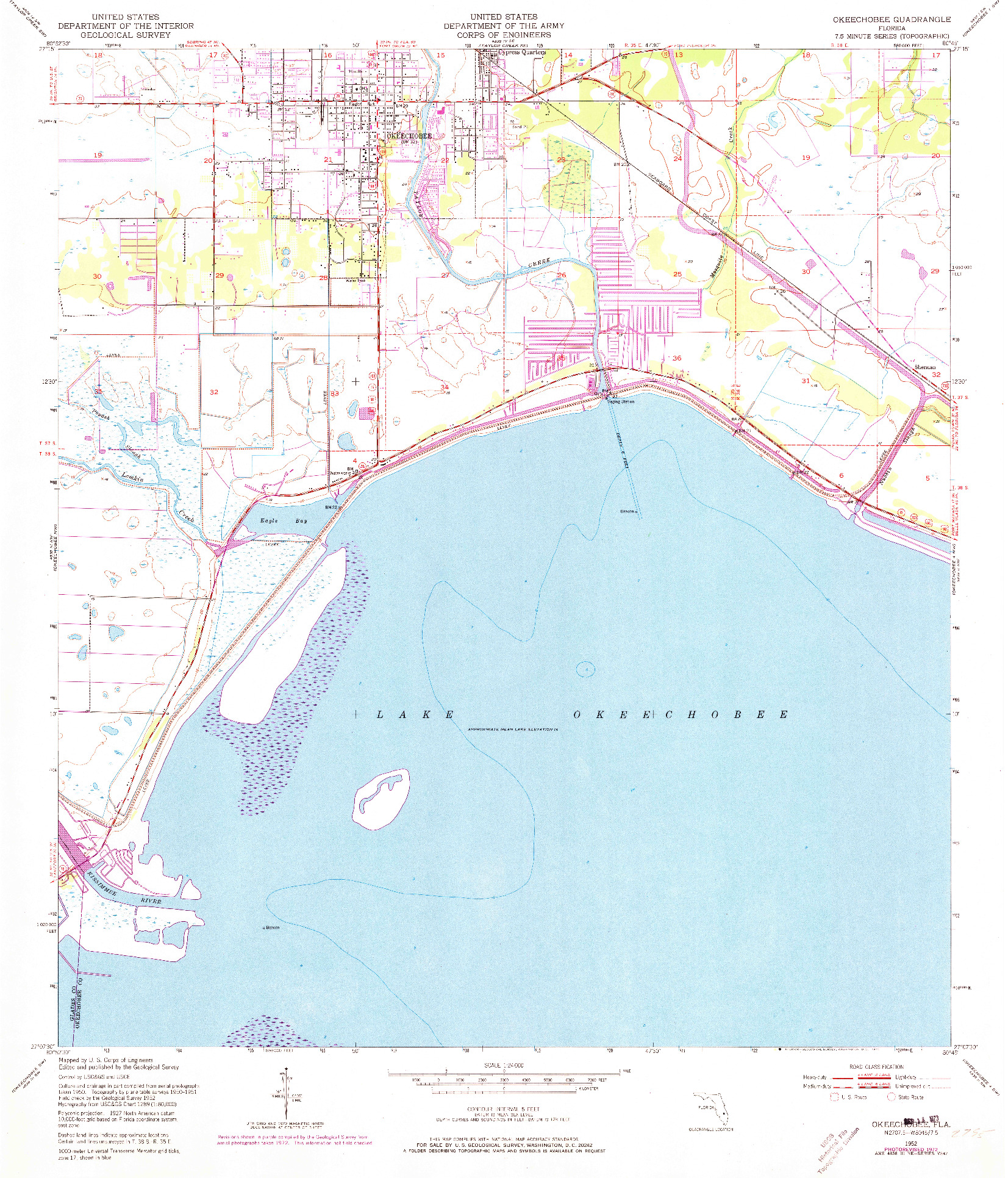 USGS 1:24000-SCALE QUADRANGLE FOR OKEECHOBEE, FL 1952