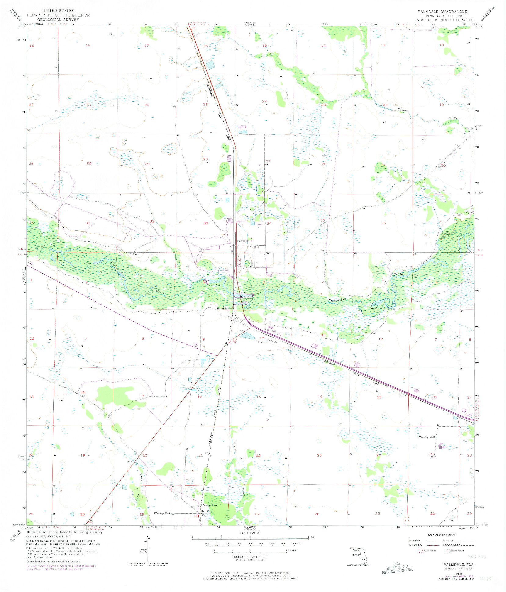 USGS 1:24000-SCALE QUADRANGLE FOR PALMDALE, FL 1958