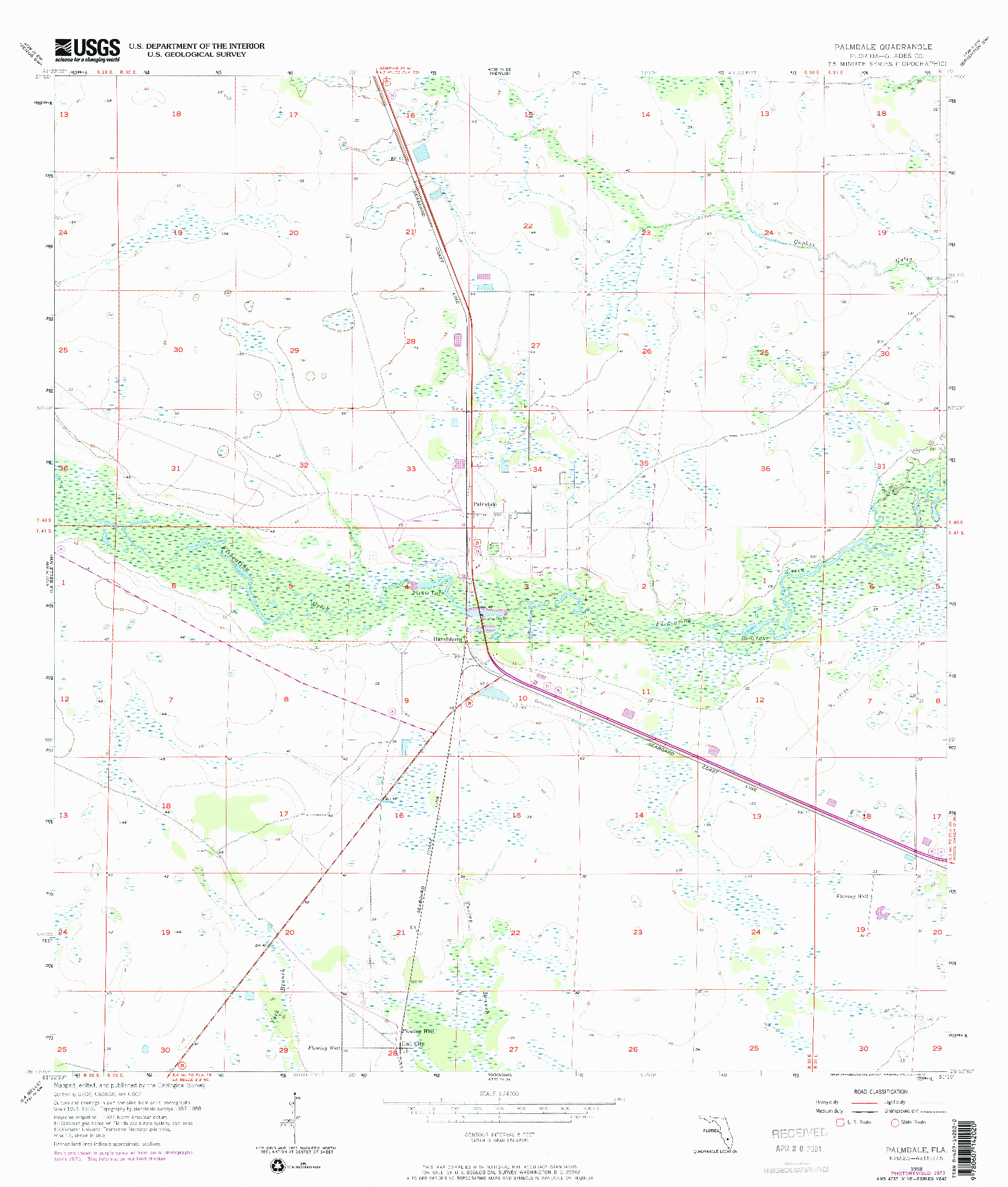 USGS 1:24000-SCALE QUADRANGLE FOR PALMDALE, FL 1958