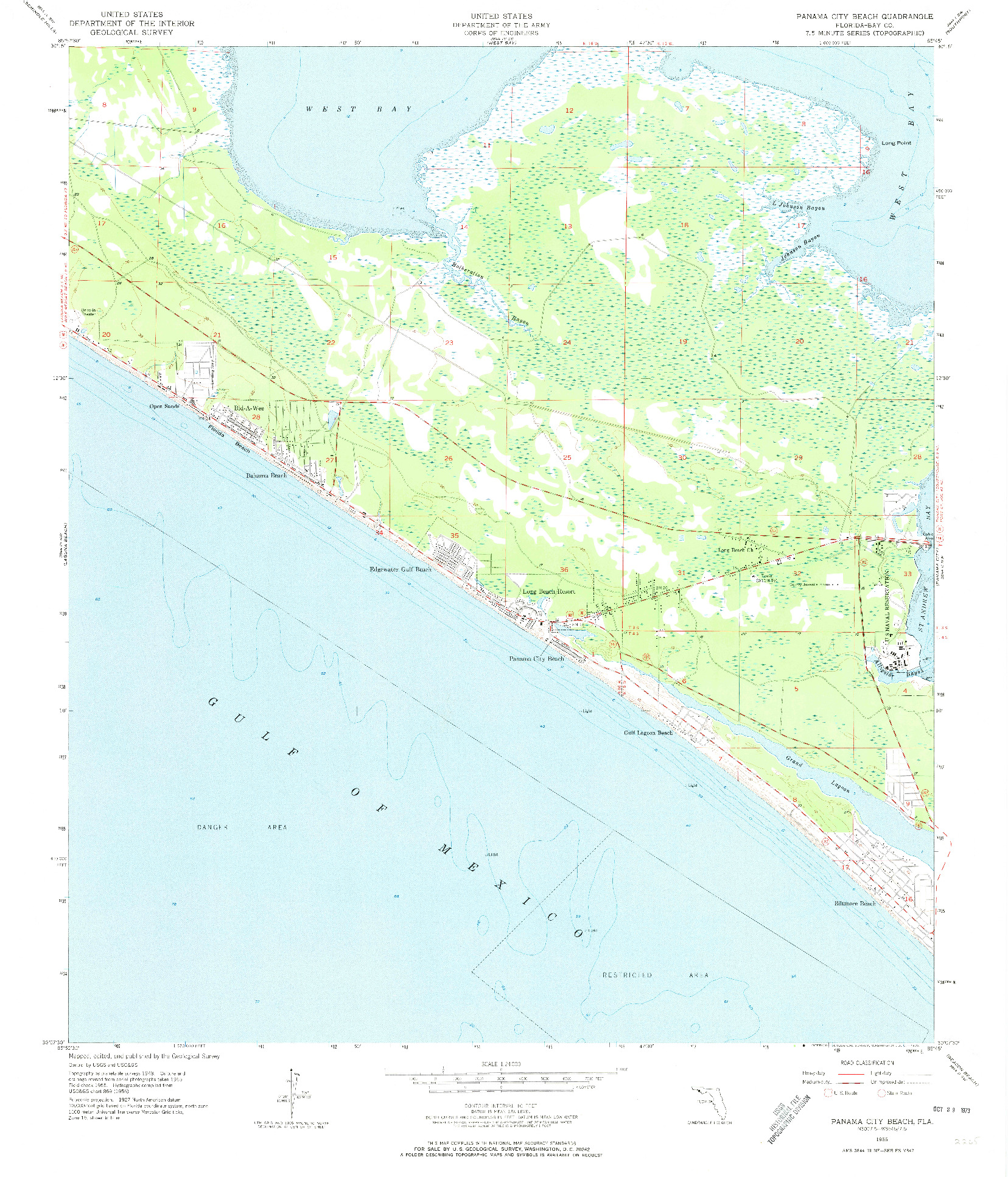 USGS 1:24000-SCALE QUADRANGLE FOR PANAMA CITY BEACH, FL 1955