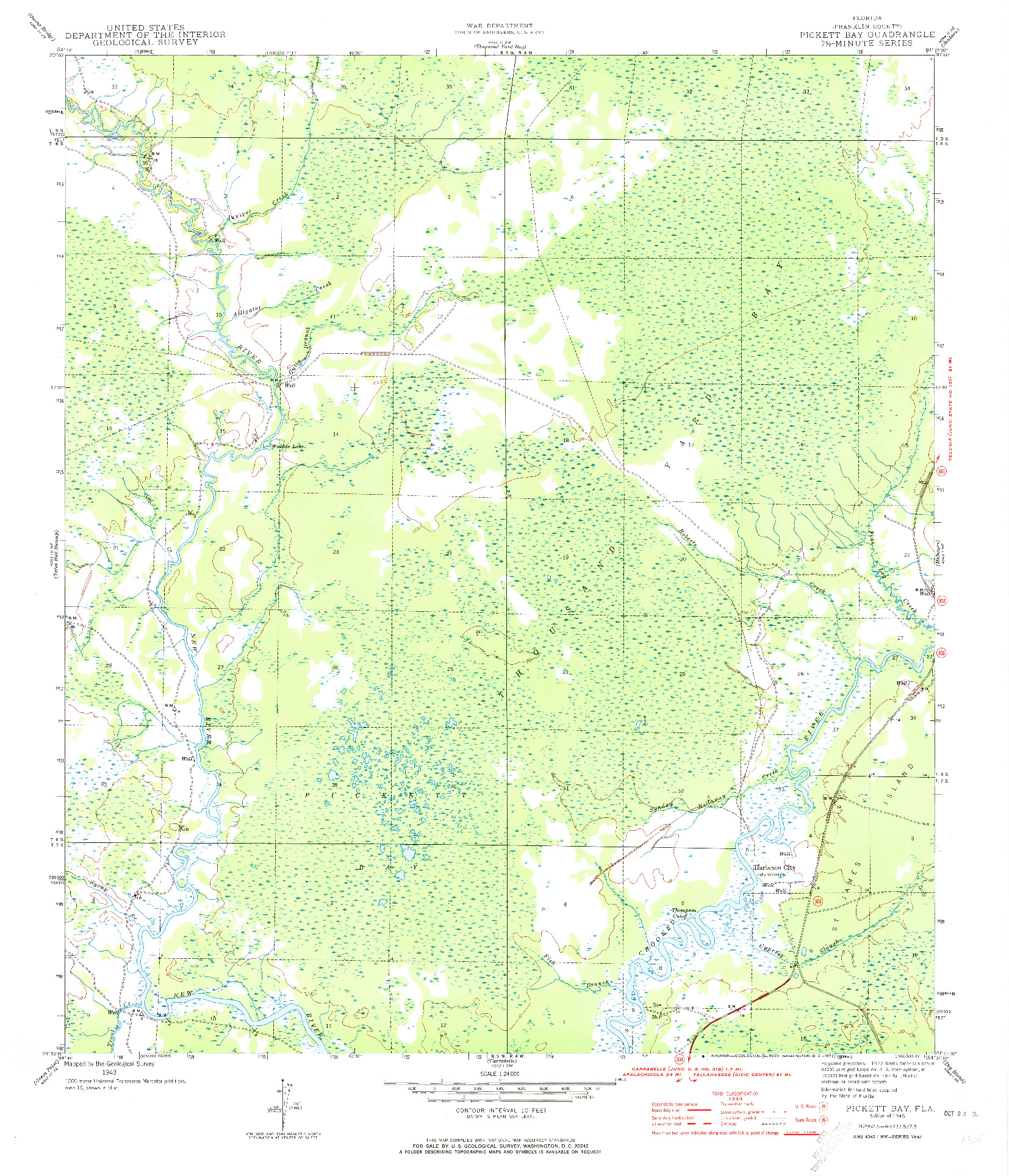 USGS 1:24000-SCALE QUADRANGLE FOR PICKETT BAY, FL 1945