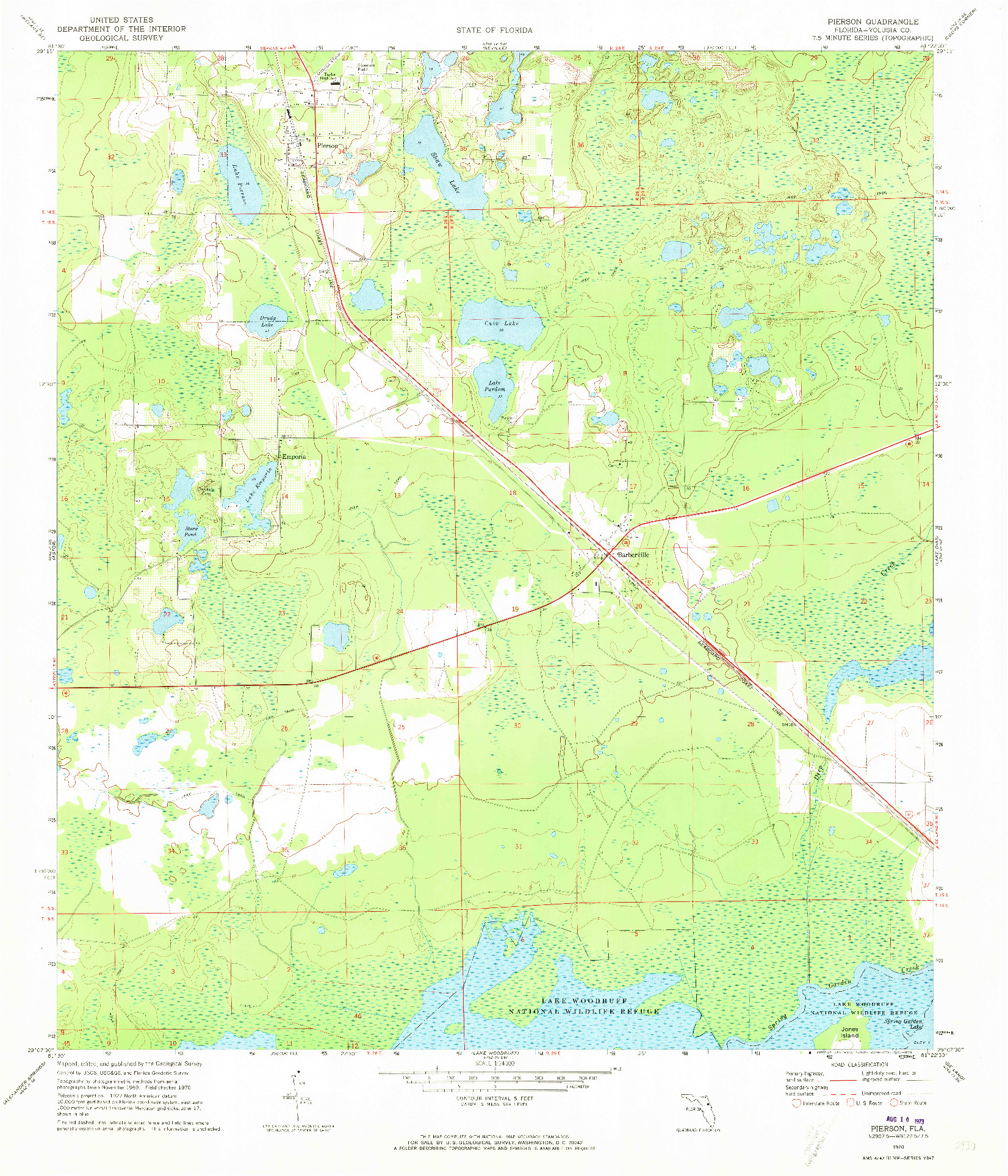 USGS 1:24000-SCALE QUADRANGLE FOR PIERSON, FL 1970