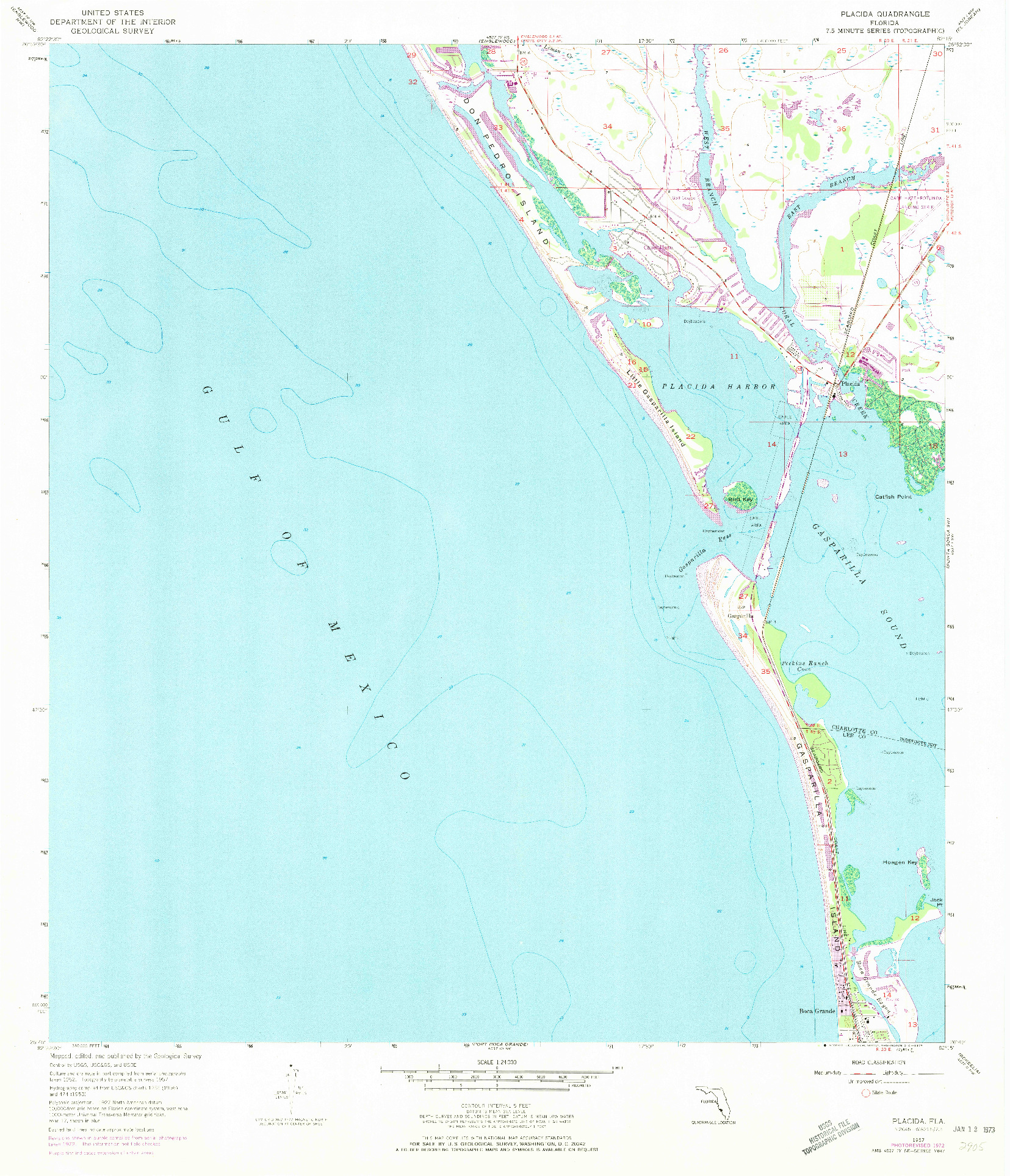 USGS 1:24000-SCALE QUADRANGLE FOR PLACIDA, FL 1957