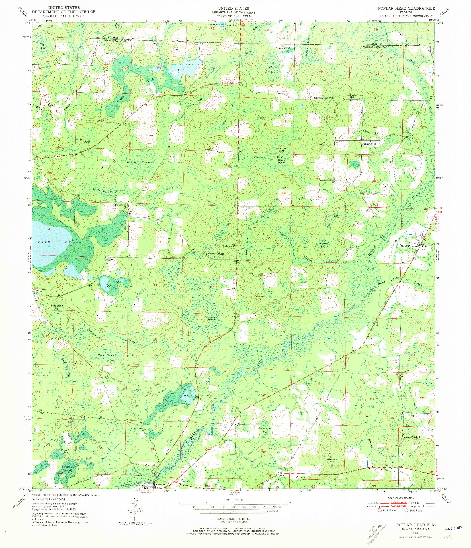 USGS 1:24000-SCALE QUADRANGLE FOR POPLAR HEAD, FL 1950