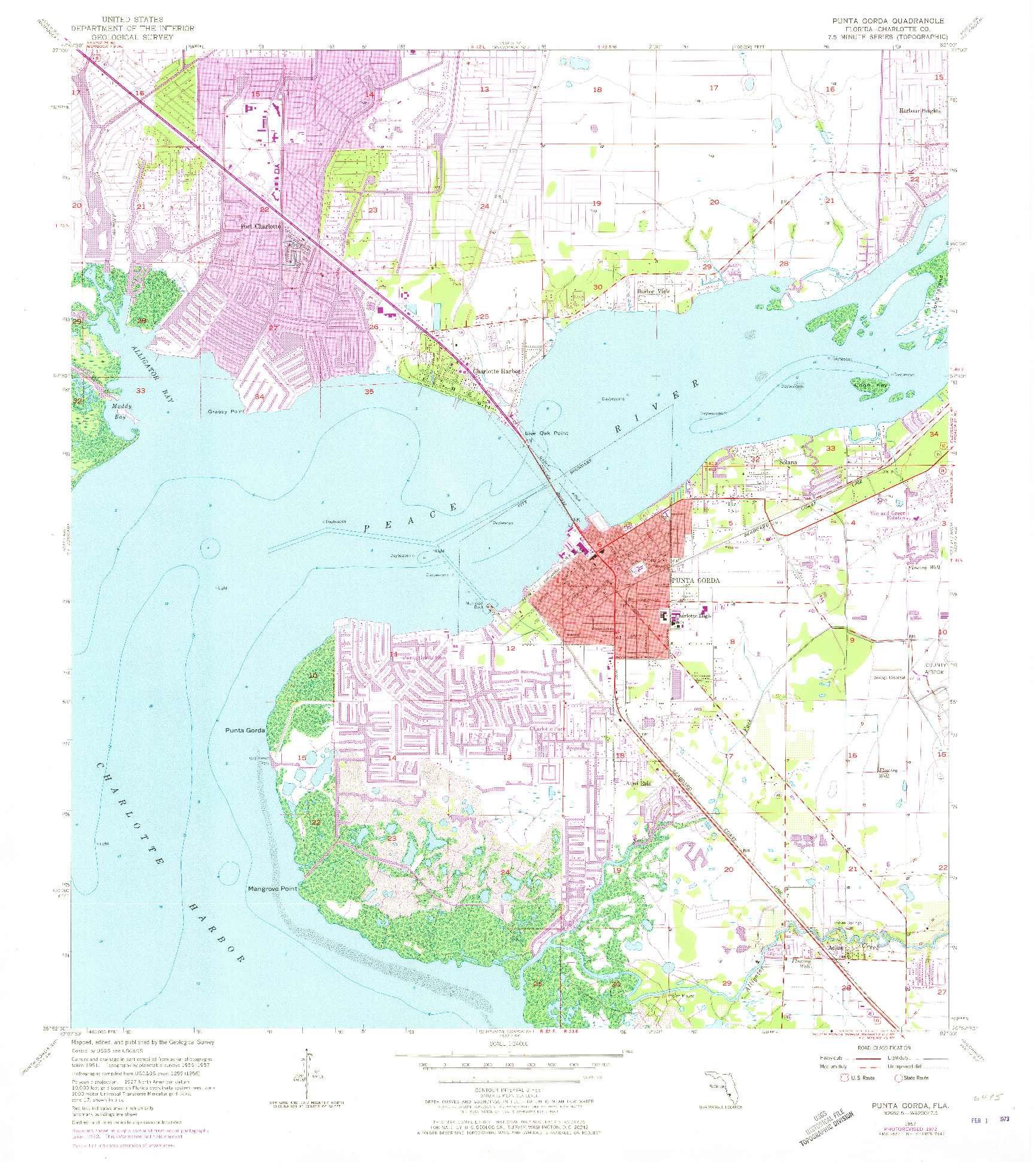 USGS 1:24000-SCALE QUADRANGLE FOR PUNTA GORDA, FL 1957