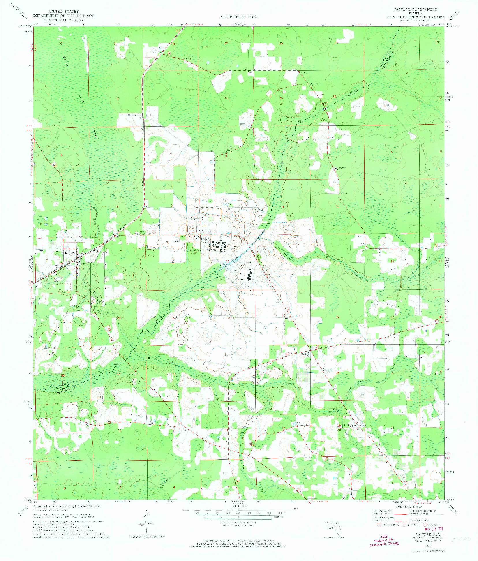 USGS 1:24000-SCALE QUADRANGLE FOR RAIFORD, FL 1970