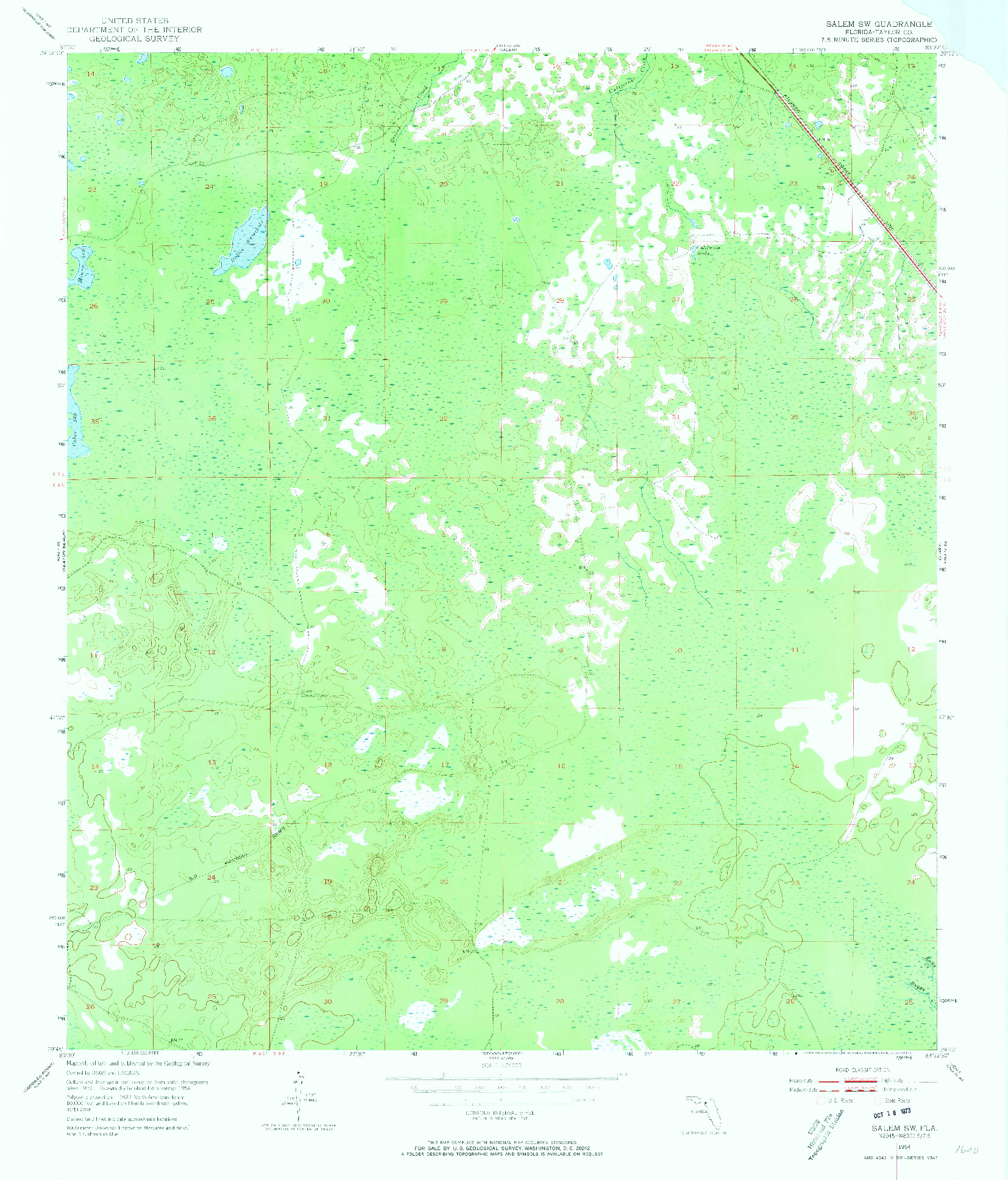 USGS 1:24000-SCALE QUADRANGLE FOR SALEM SW, FL 1954