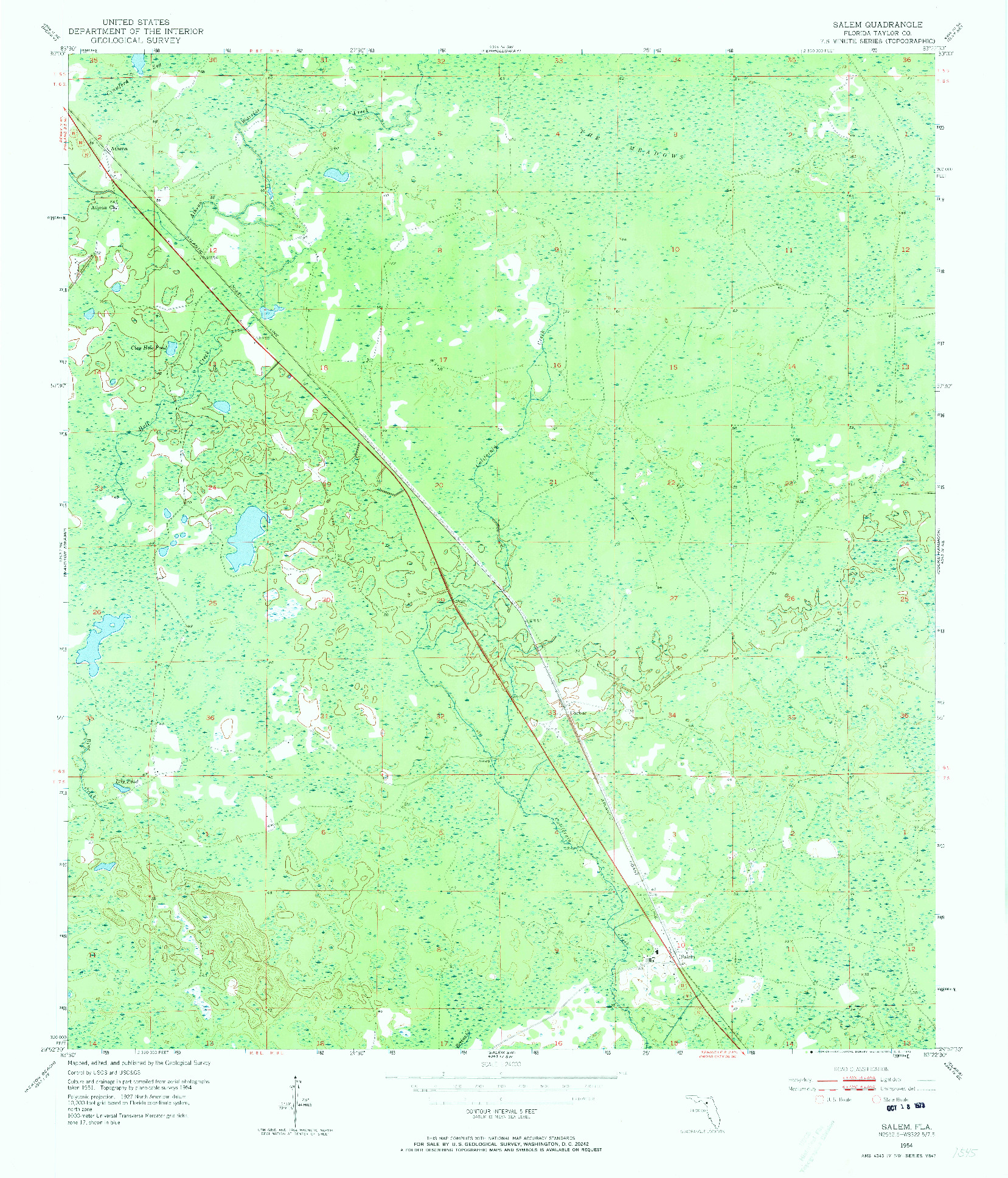 USGS 1:24000-SCALE QUADRANGLE FOR SALEM, FL 1954