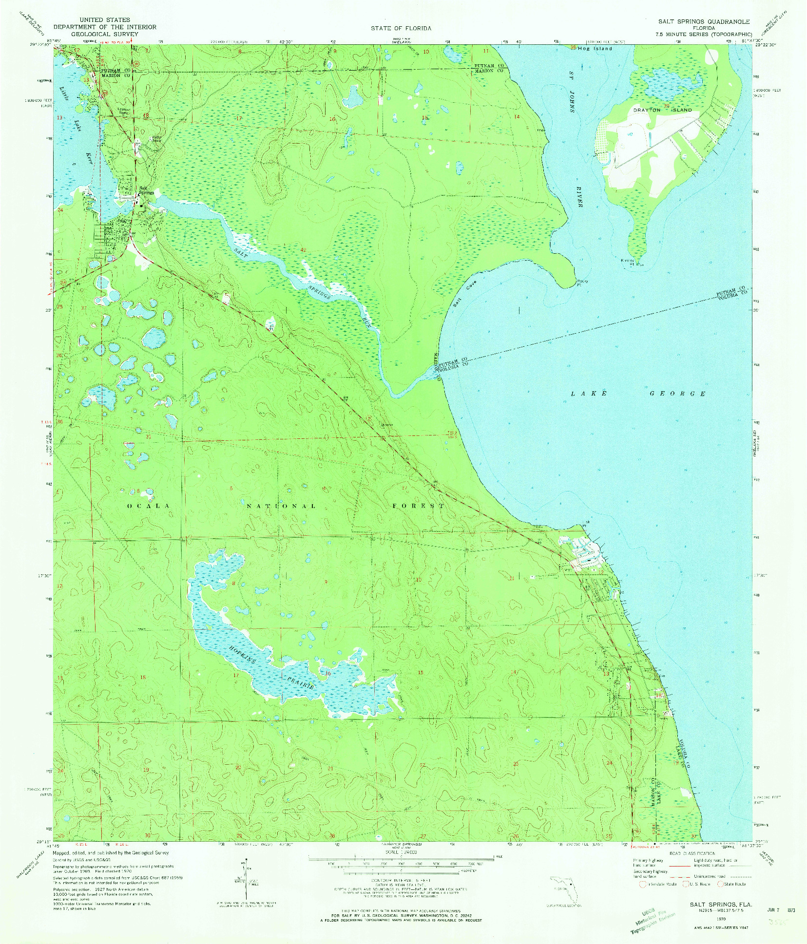 USGS 1:24000-SCALE QUADRANGLE FOR SALT SPRINGS, FL 1970
