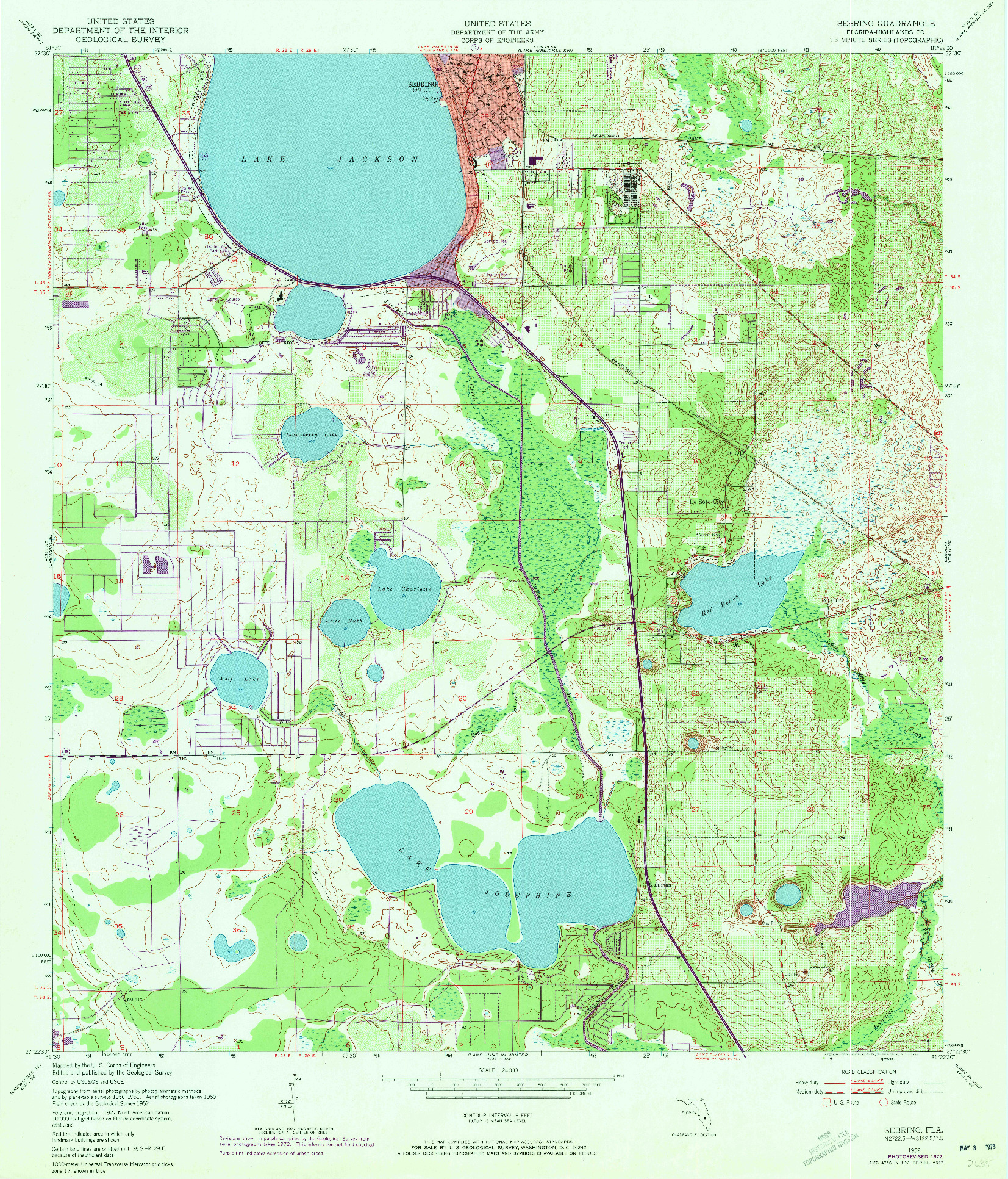 USGS 1:24000-SCALE QUADRANGLE FOR SEBRING, FL 1952