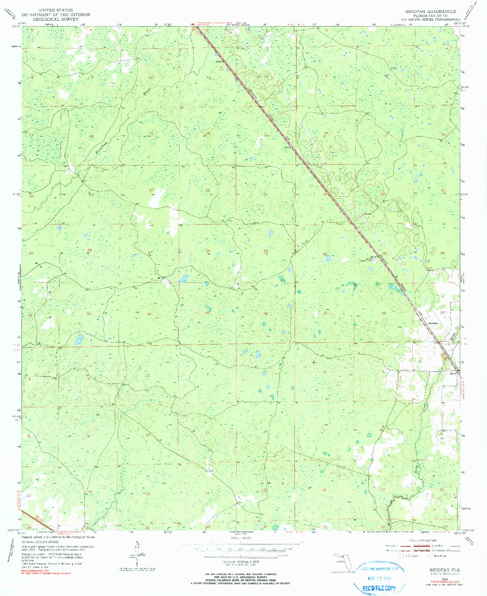 USGS 1:24000-SCALE QUADRANGLE FOR SECOTAN, FL 1952