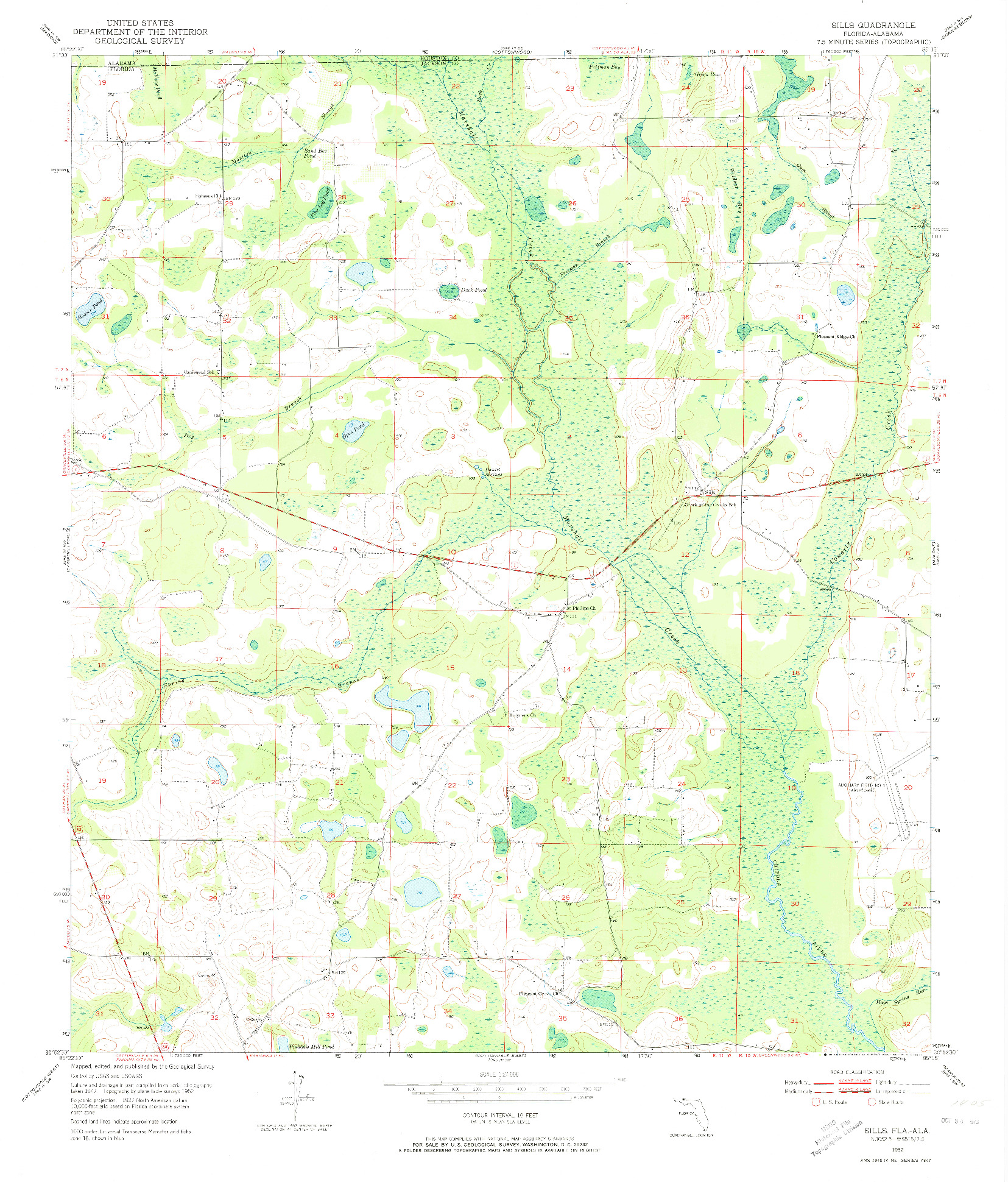 USGS 1:24000-SCALE QUADRANGLE FOR SILLS, FL 1952