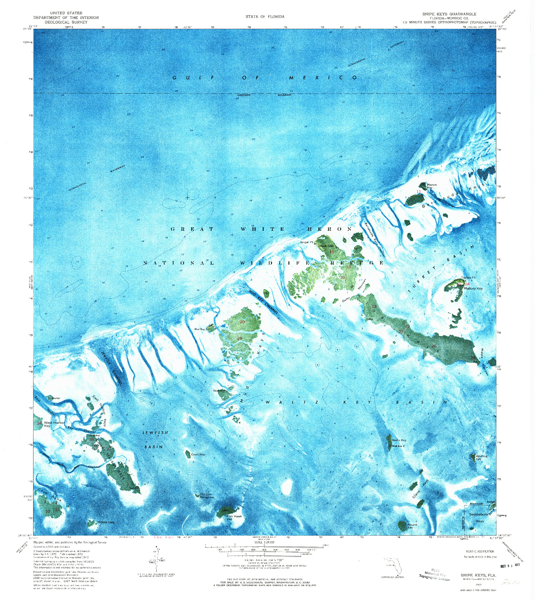 USGS 1:24000-SCALE QUADRANGLE FOR SNIPE KEYS, FL 1972