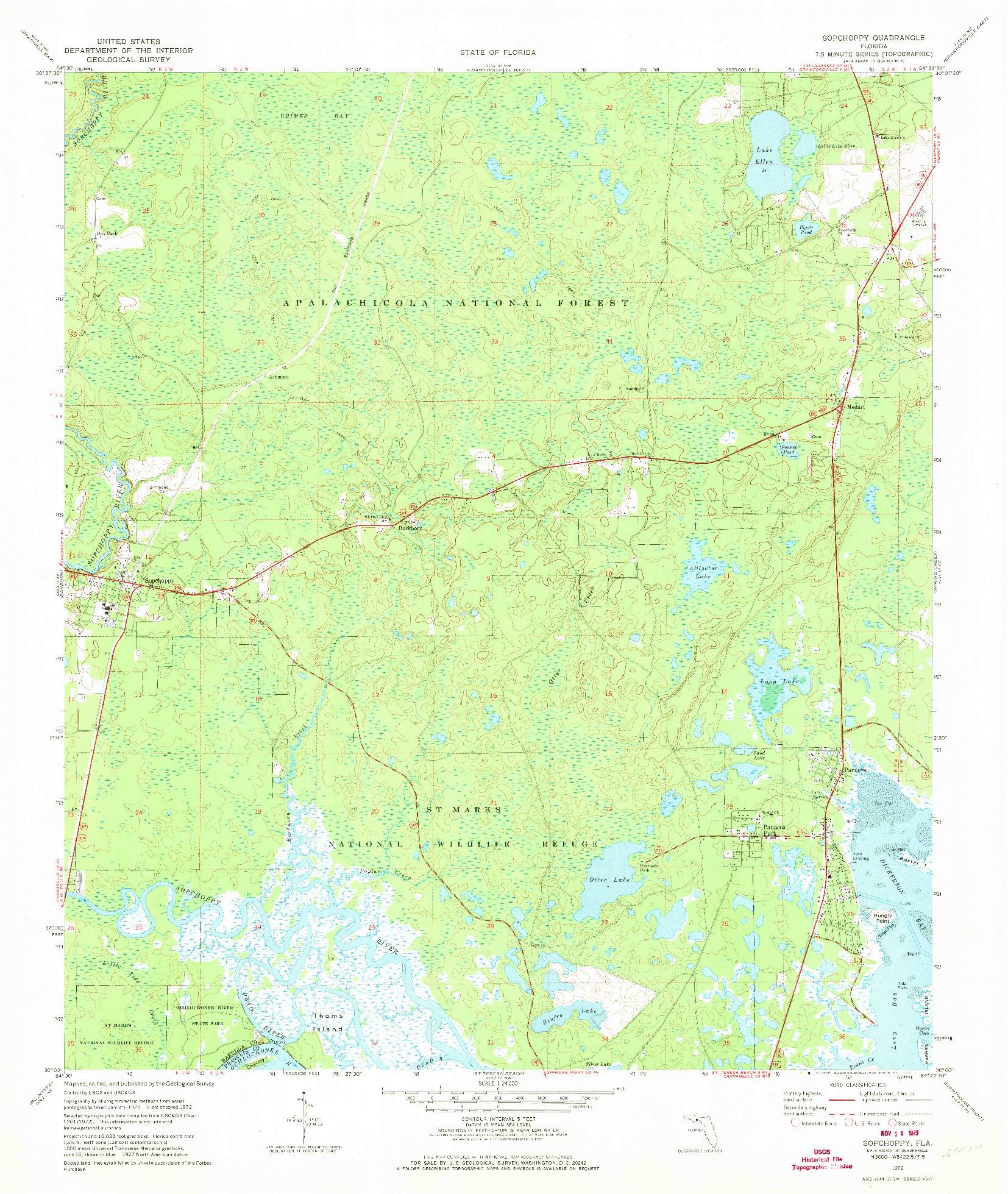 USGS 1:24000-SCALE QUADRANGLE FOR SOPCHOPPY, FL 1972