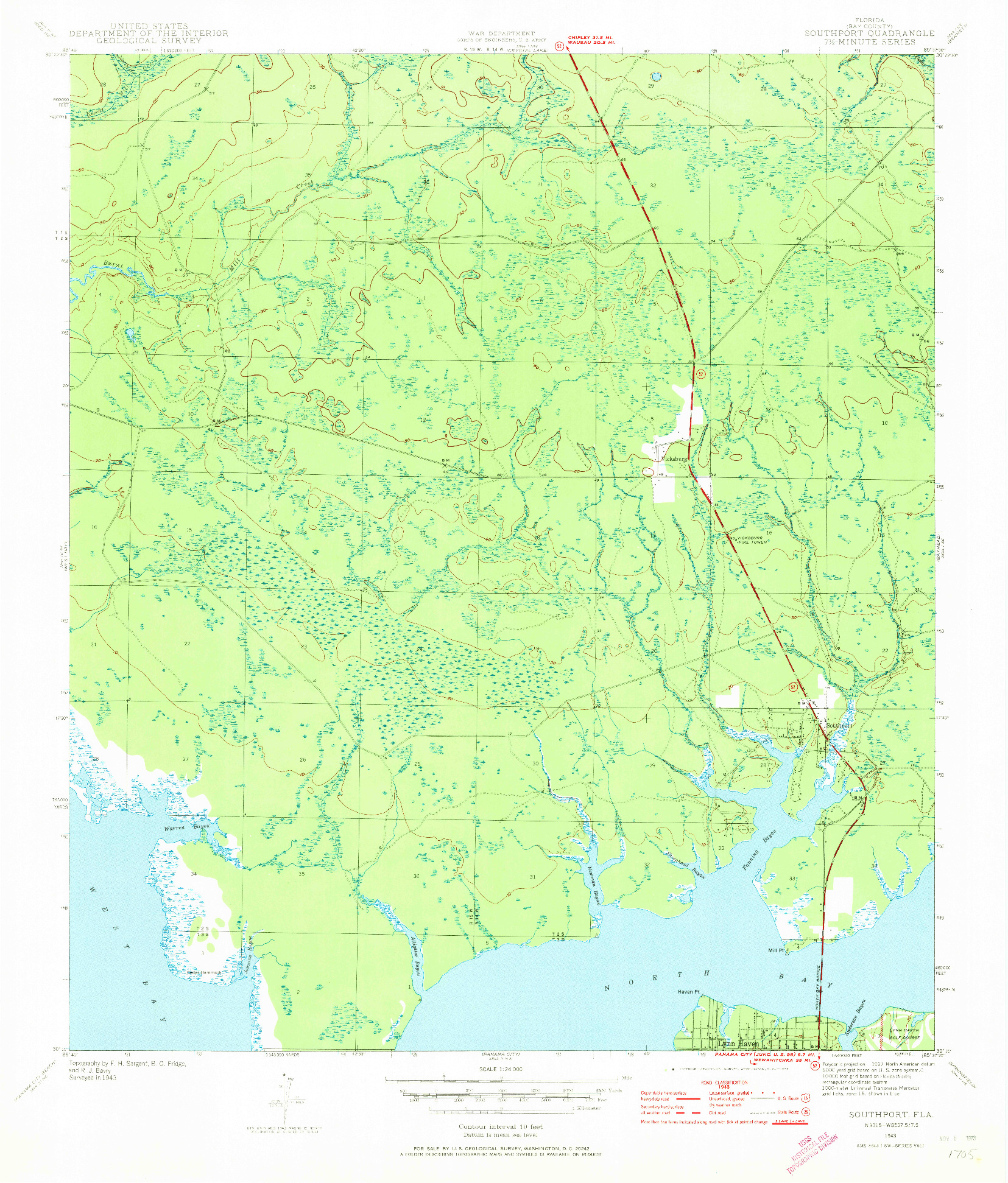 USGS 1:24000-SCALE QUADRANGLE FOR SOUTHPORT, FL 1943