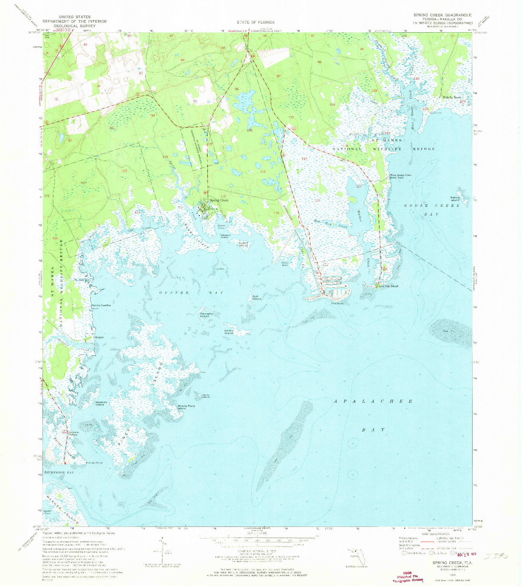 USGS 1:24000-SCALE QUADRANGLE FOR SPRING CREEK, FL 1972