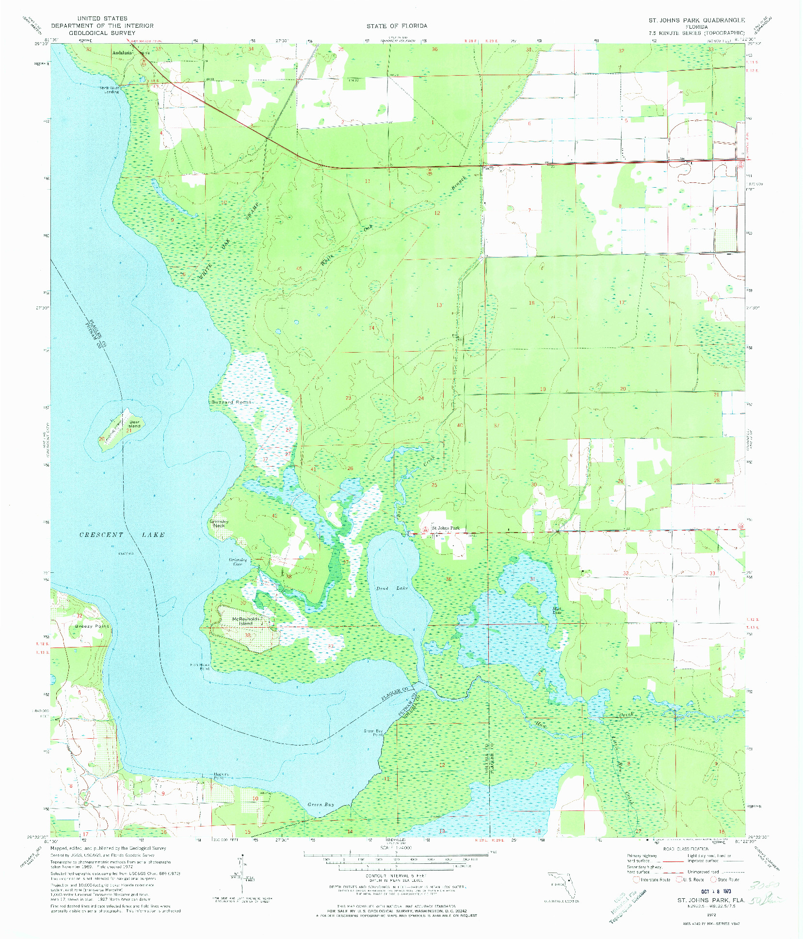 USGS 1:24000-SCALE QUADRANGLE FOR ST. JOHNS PARK, FL 1972