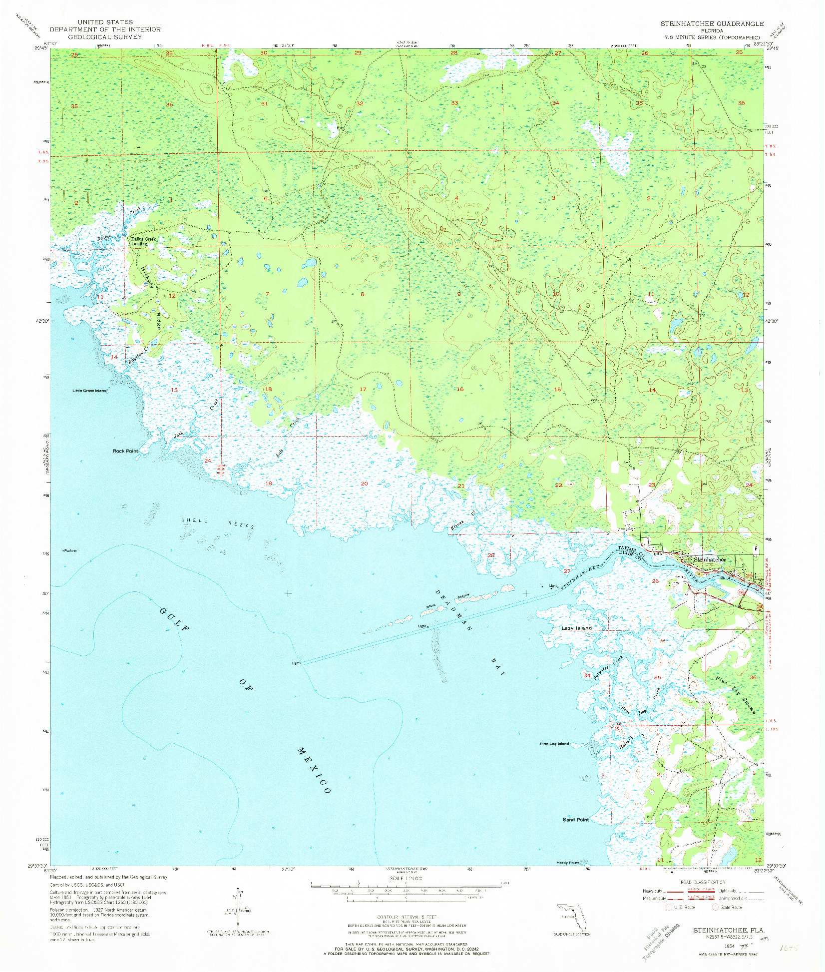 USGS 1:24000-SCALE QUADRANGLE FOR STEINHATCHEE, FL 1954
