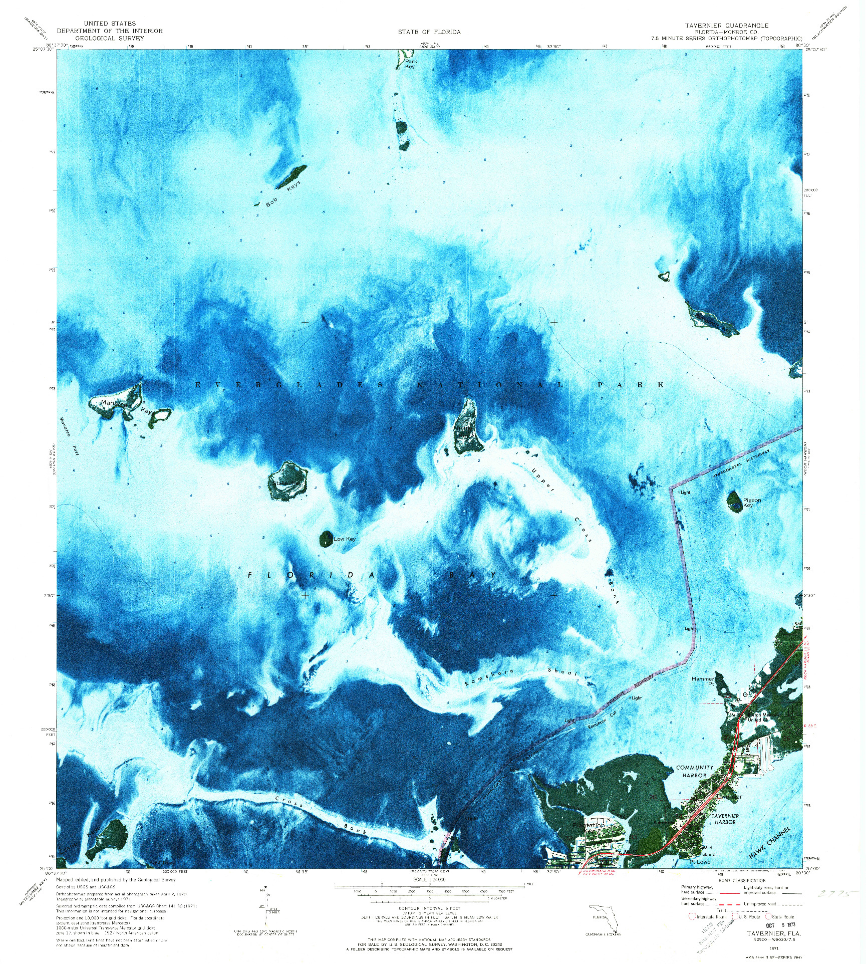 USGS 1:24000-SCALE QUADRANGLE FOR TAVERNIER, FL 1971