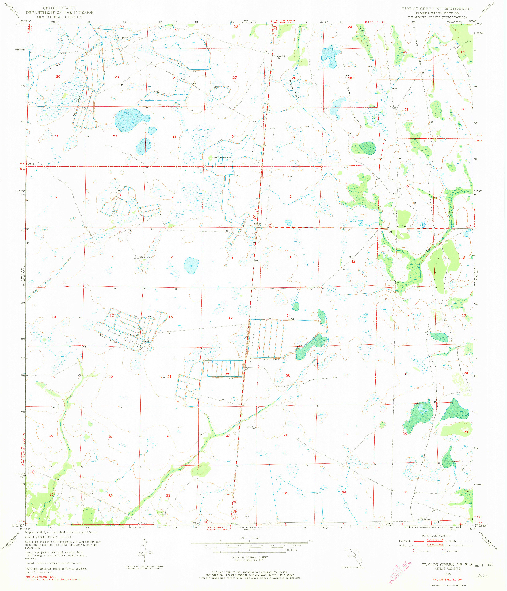 USGS 1:24000-SCALE QUADRANGLE FOR TAYLOR CREEK NE, FL 1953