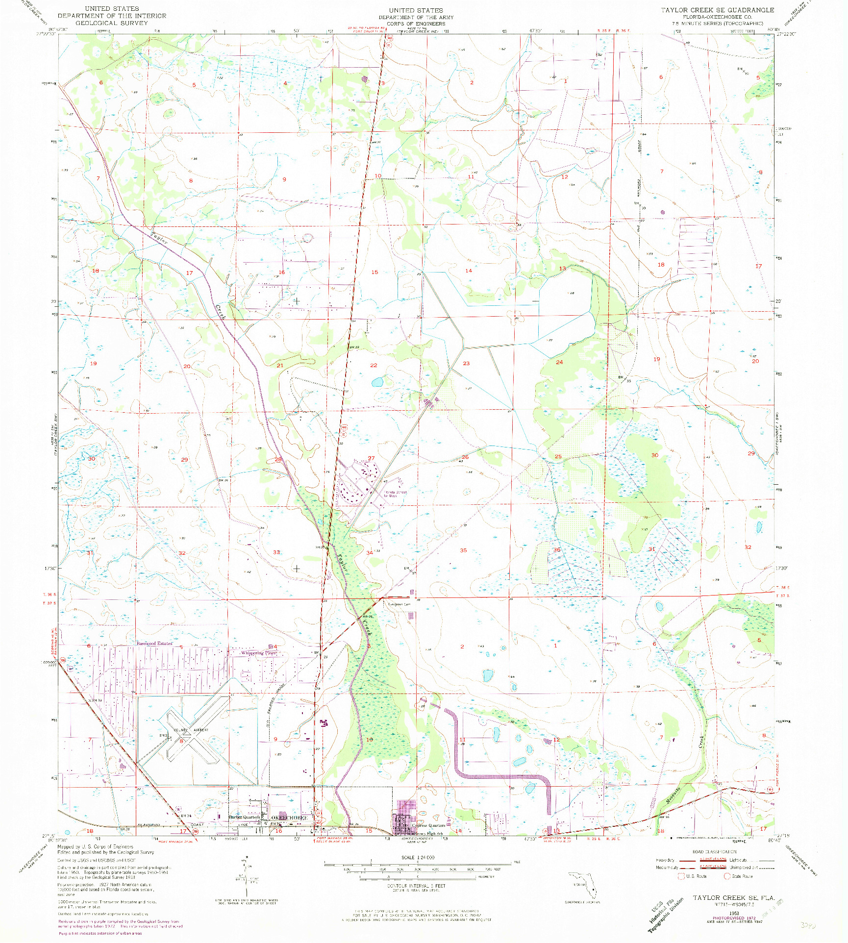 USGS 1:24000-SCALE QUADRANGLE FOR TAYLOR CREEK SE, FL 1953