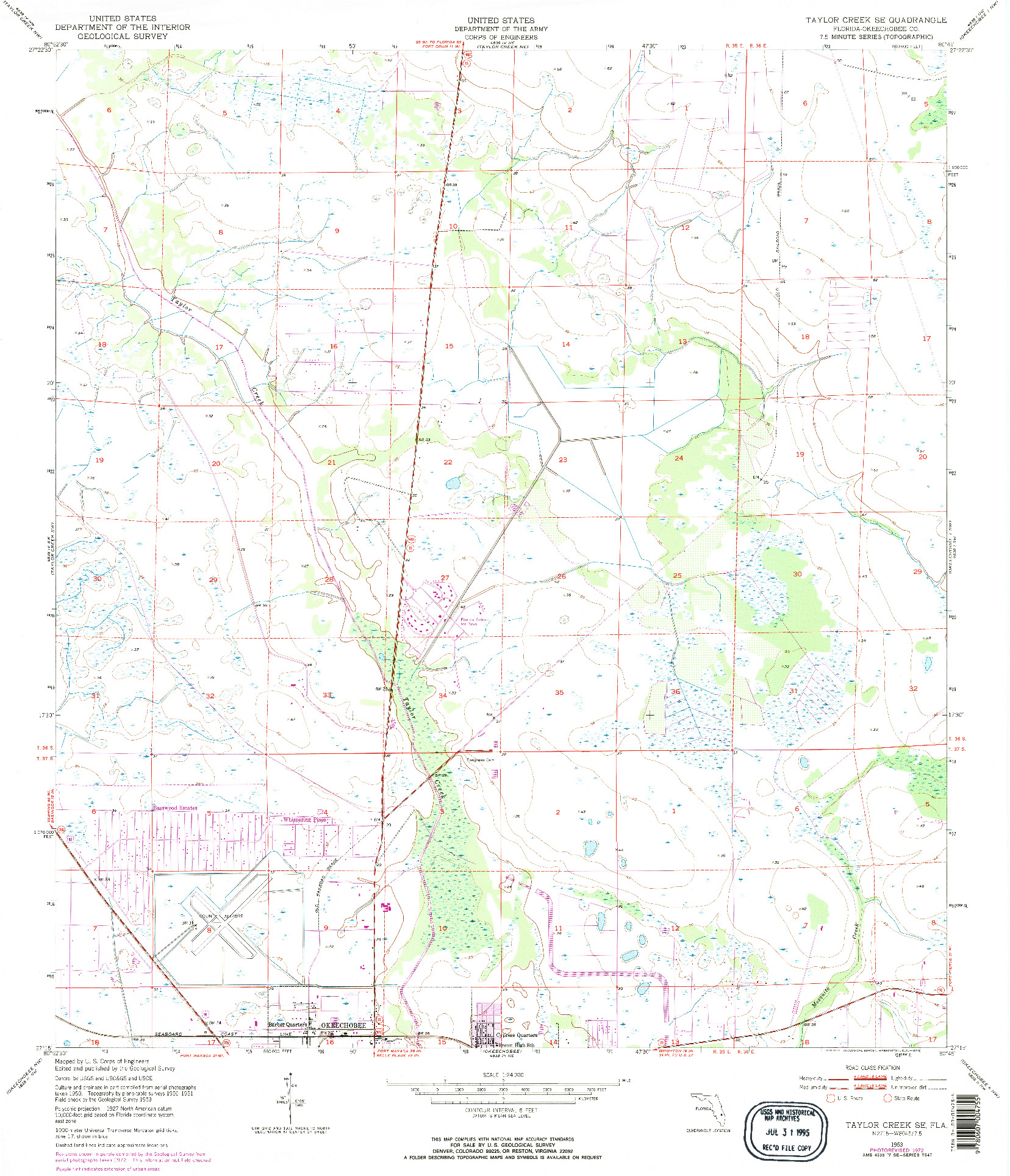 USGS 1:24000-SCALE QUADRANGLE FOR TAYLOR CREEK SE, FL 1953