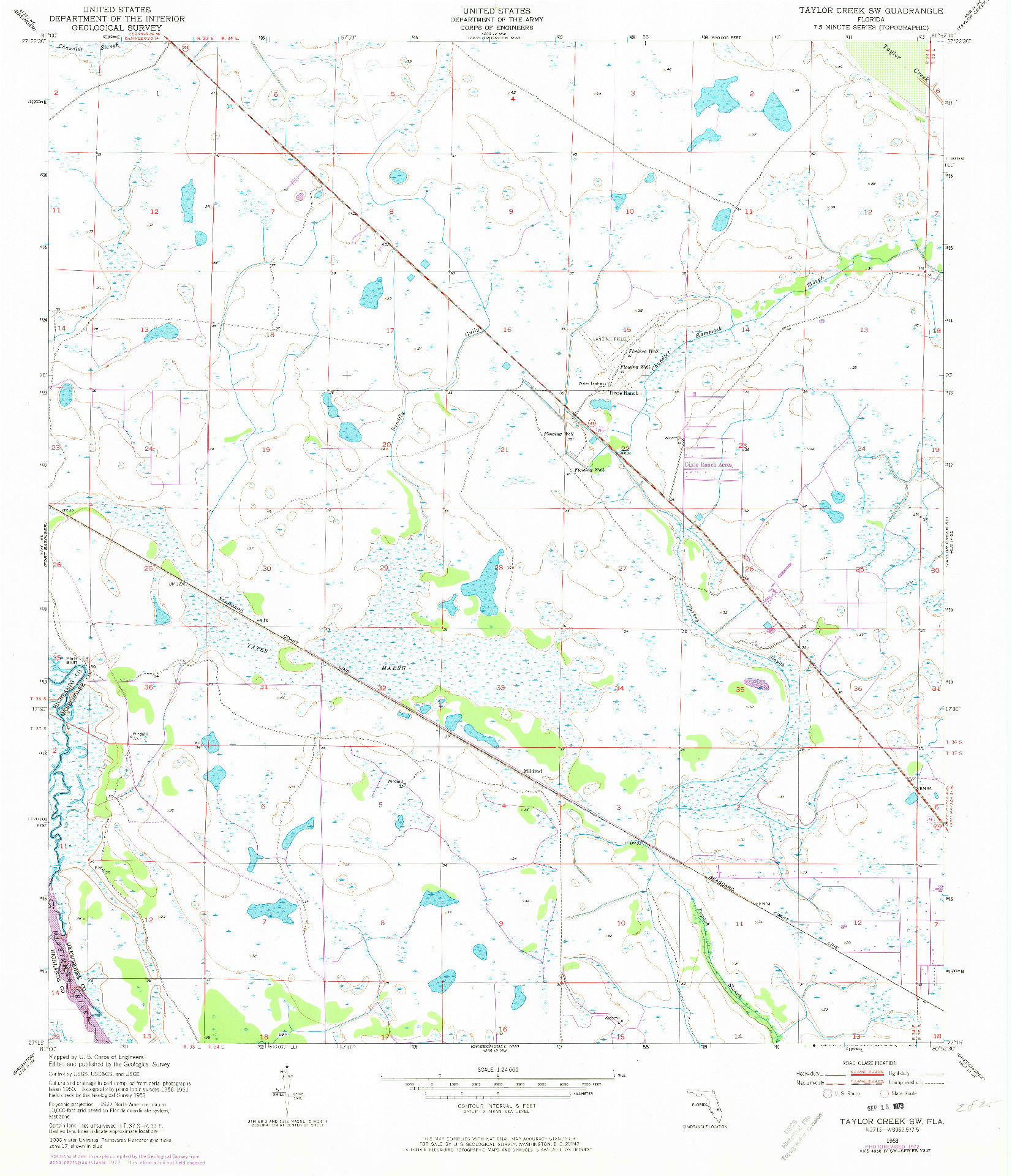 USGS 1:24000-SCALE QUADRANGLE FOR TAYLOR CREEK SW, FL 1953