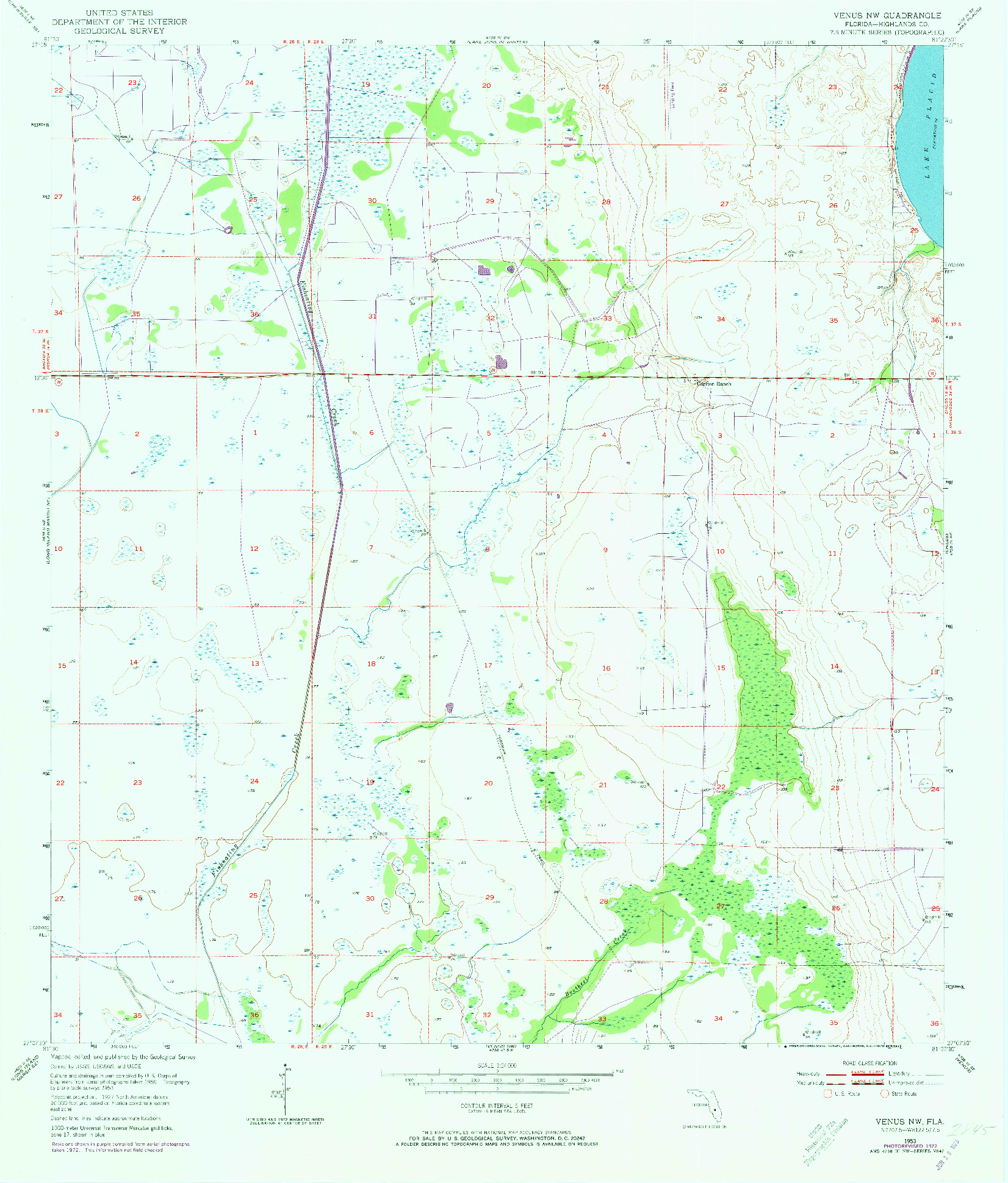 USGS 1:24000-SCALE QUADRANGLE FOR VENUS NW, FL 1953