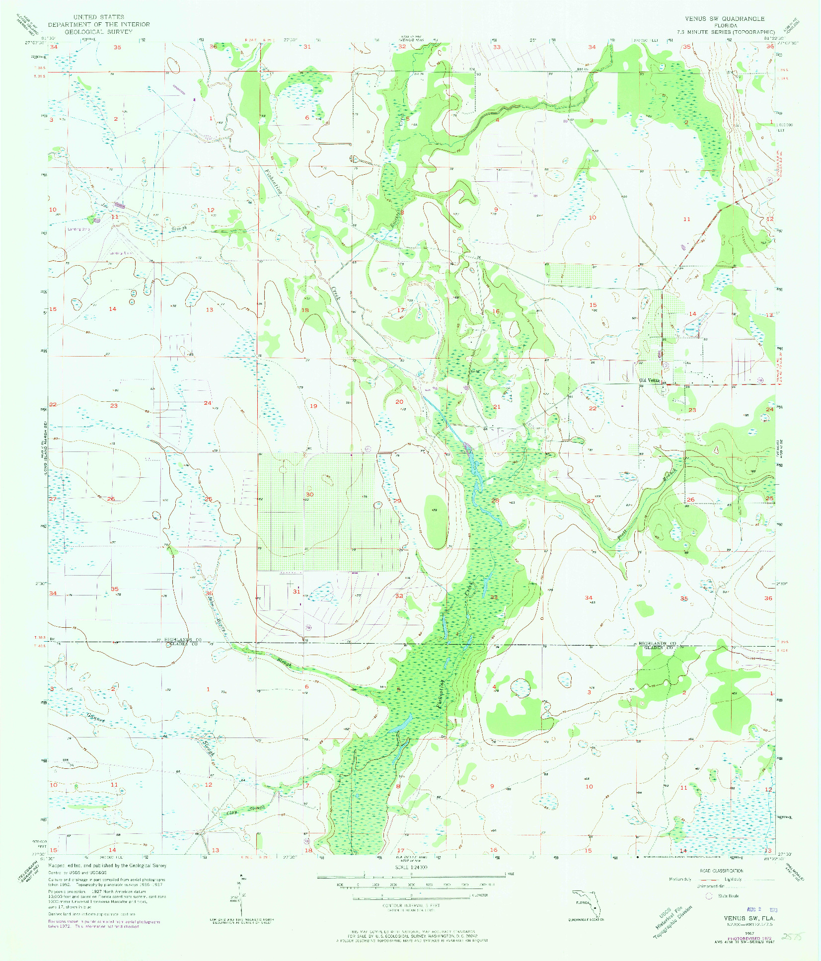 USGS 1:24000-SCALE QUADRANGLE FOR VENUS SW, FL 1957