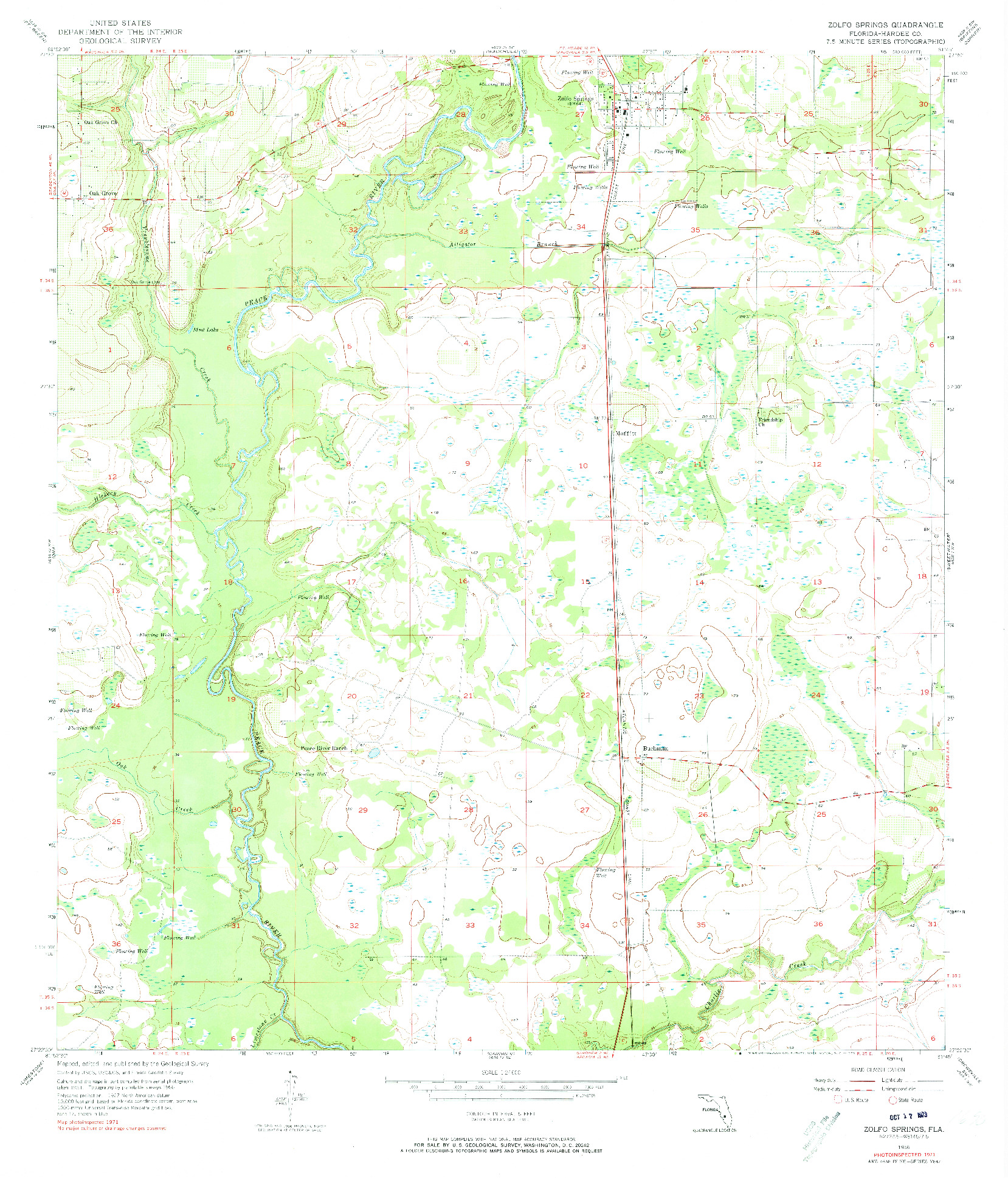 USGS 1:24000-SCALE QUADRANGLE FOR ZOLFO SPRINGS, FL 1956