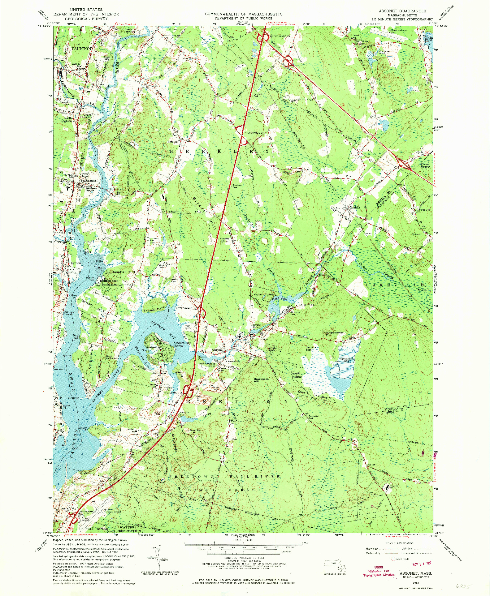 USGS 1:24000-SCALE QUADRANGLE FOR ASSONET, MA 1963