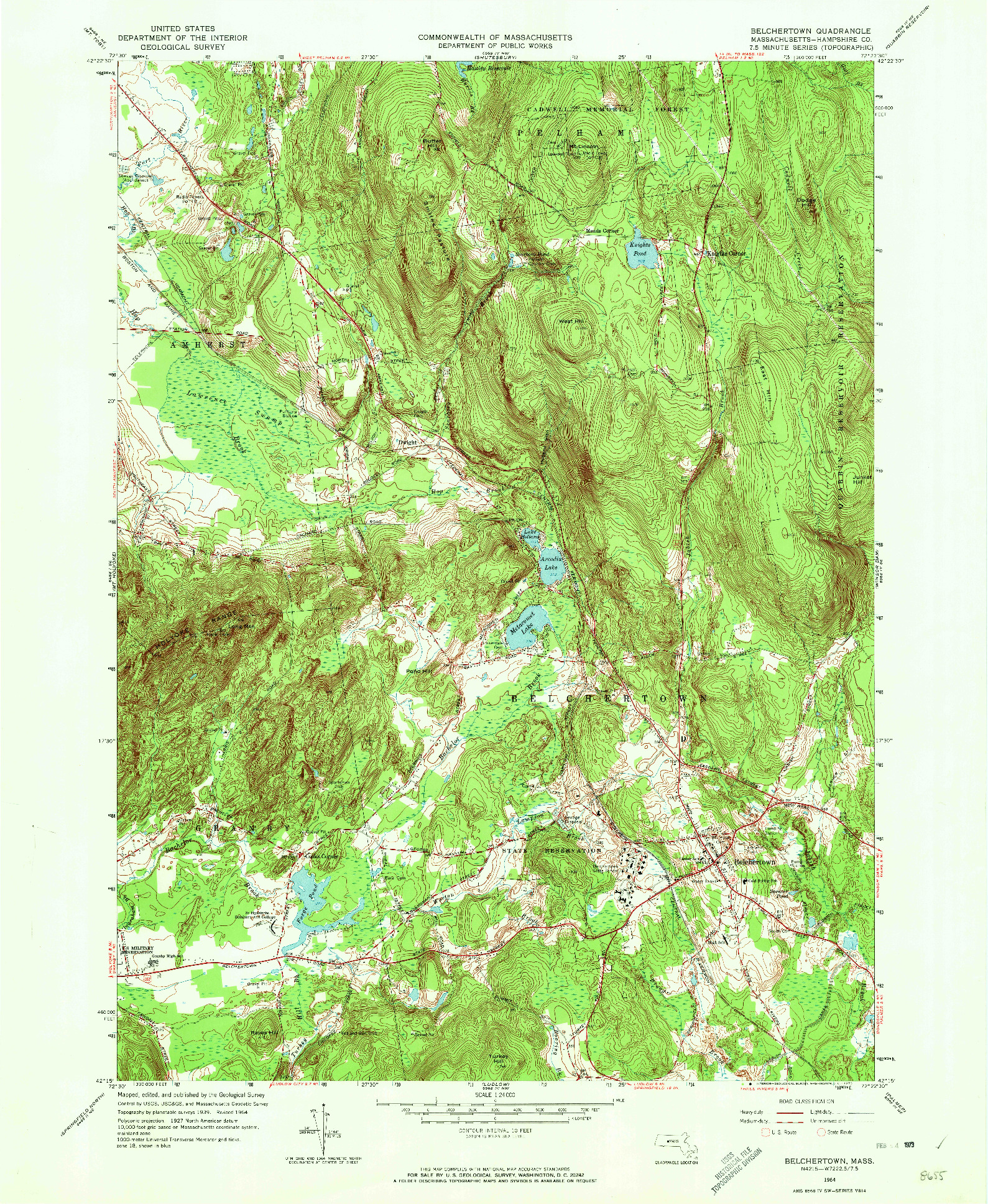 USGS 1:24000-SCALE QUADRANGLE FOR BELCHERTOWN, MA 1964
