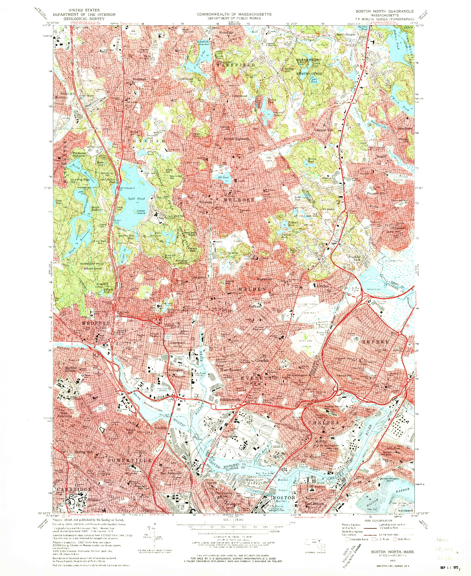 USGS 1:24000-SCALE QUADRANGLE FOR BOSTON NORTH, MA 1971